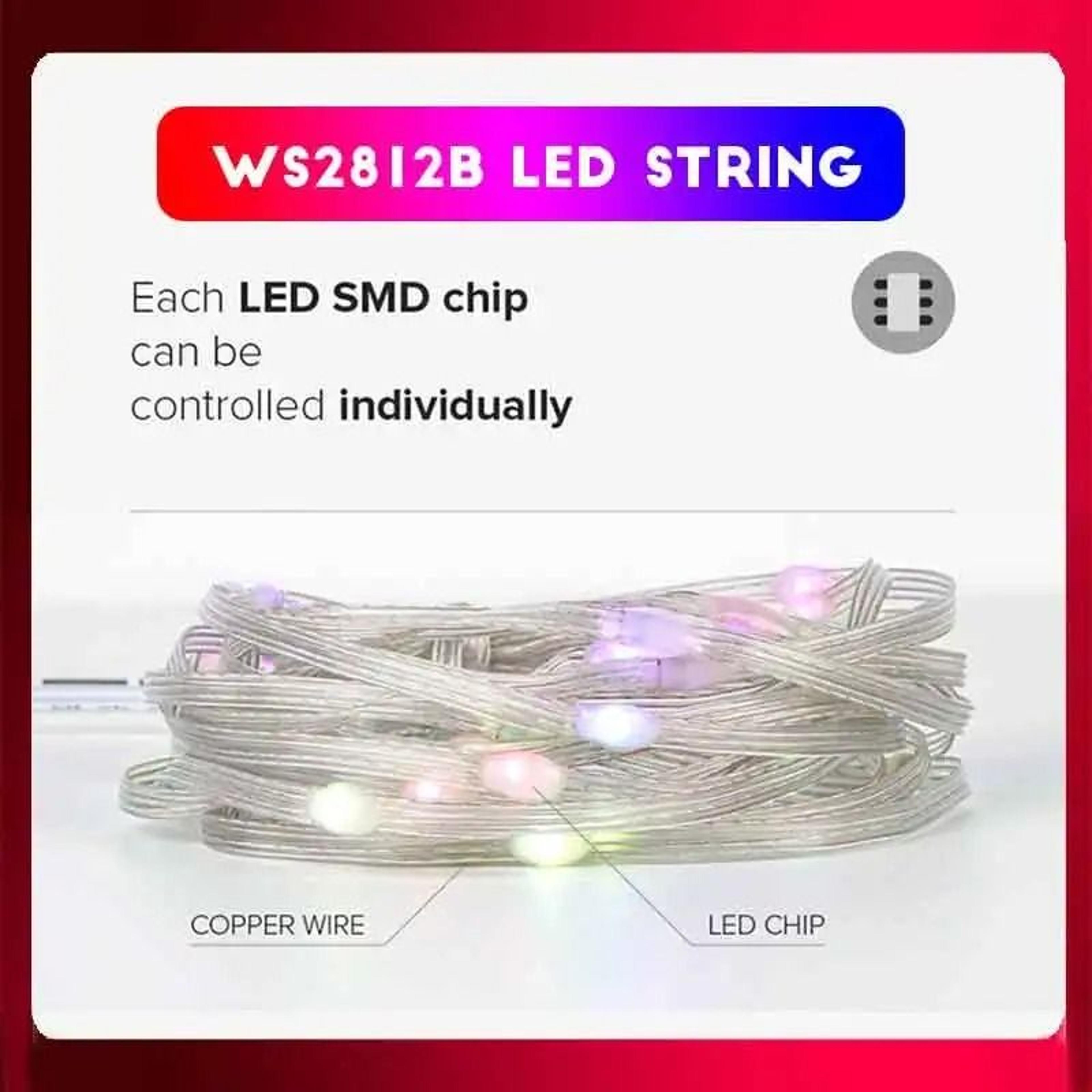 20M Dream Color USB 5V Bluetooth RGBIC Addressable LED Fairy String Lights With Music Sync 3