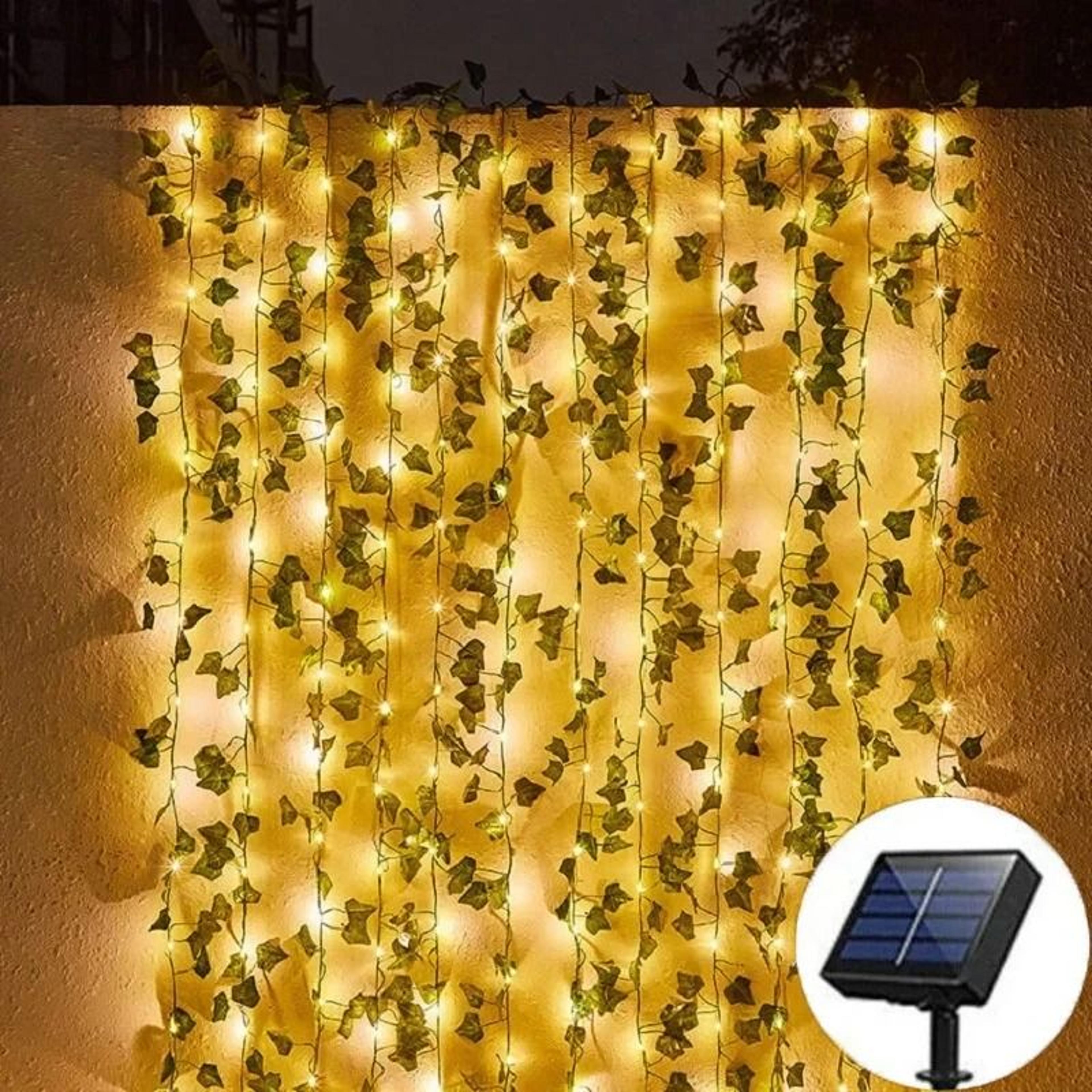 Outdoor Solar Artificial Leaf  Flower Garland LED String Lights For Garden Patio  Wedding Decor 6