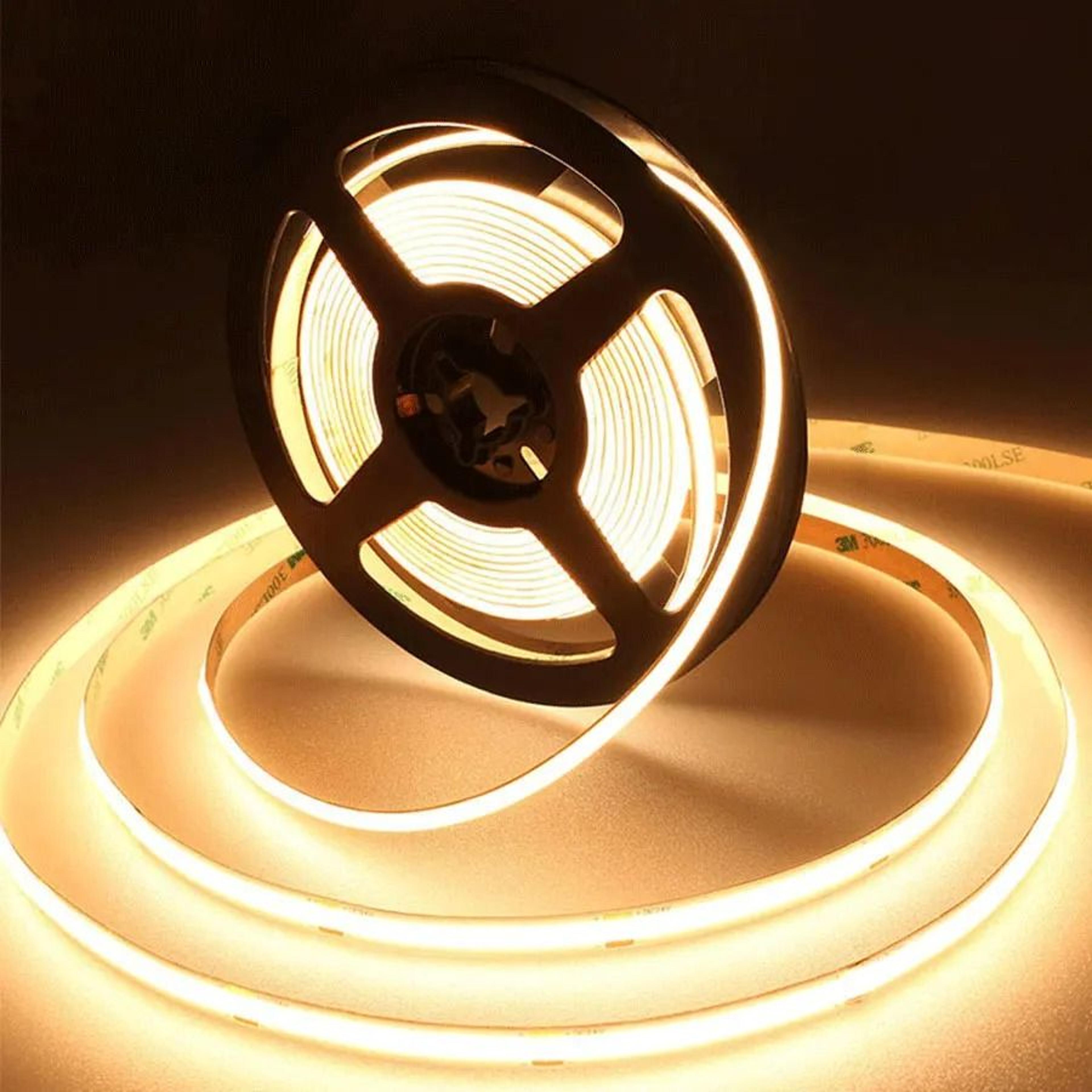 12v/24v high-density flexible cob led strip light (320 leds/m 8mm continuous linear diode tape)