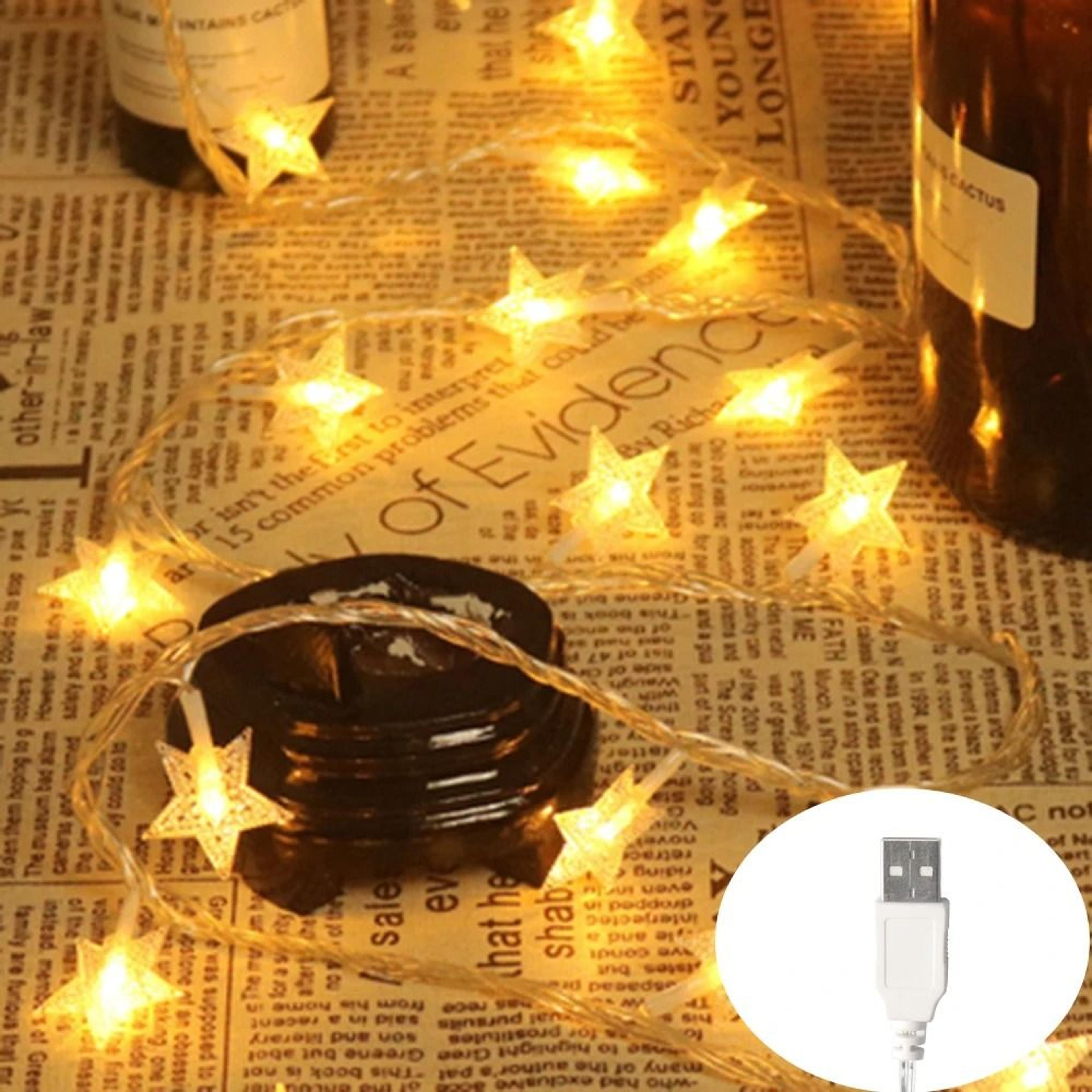 Starry LED Star String Lights USB  Battery Operated Fairy Lights Garland For Party Wedding Patio  C 6