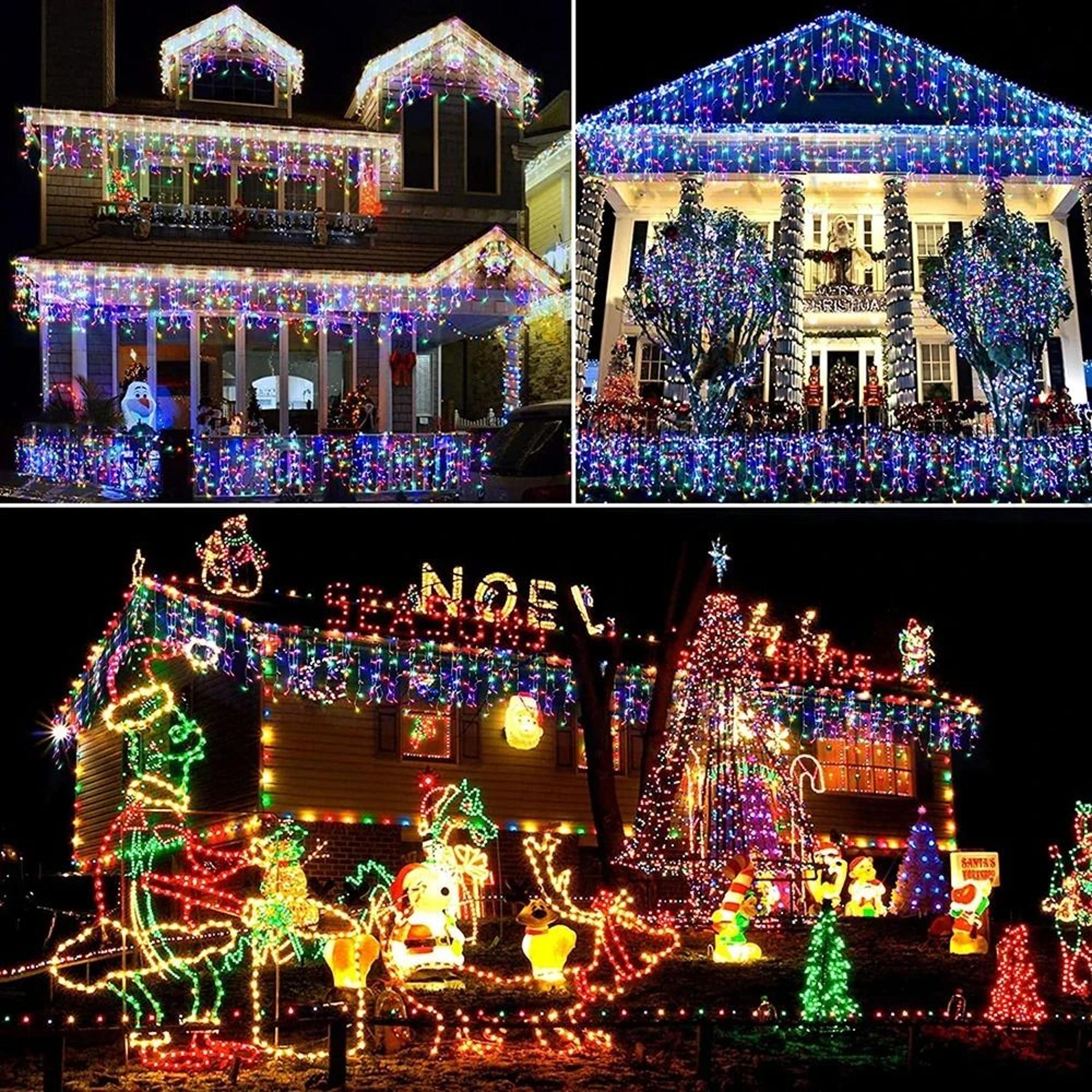 35M75M Solar Curtain Icicle String Lights For Outdoor Eaves  Xmas Decor 5