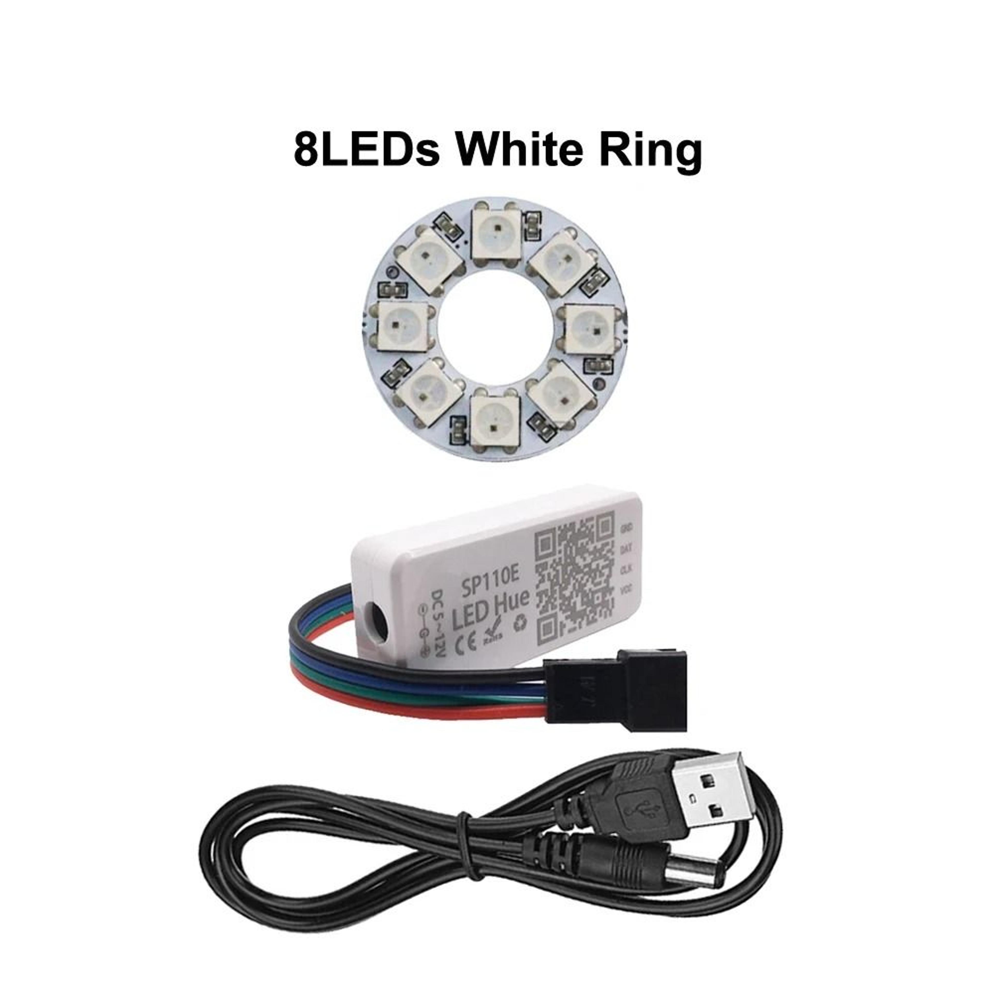 WS2812B Addressable RGB LED Ring Kit With SP110E Bluetooth Controller  5V USB Cable 26