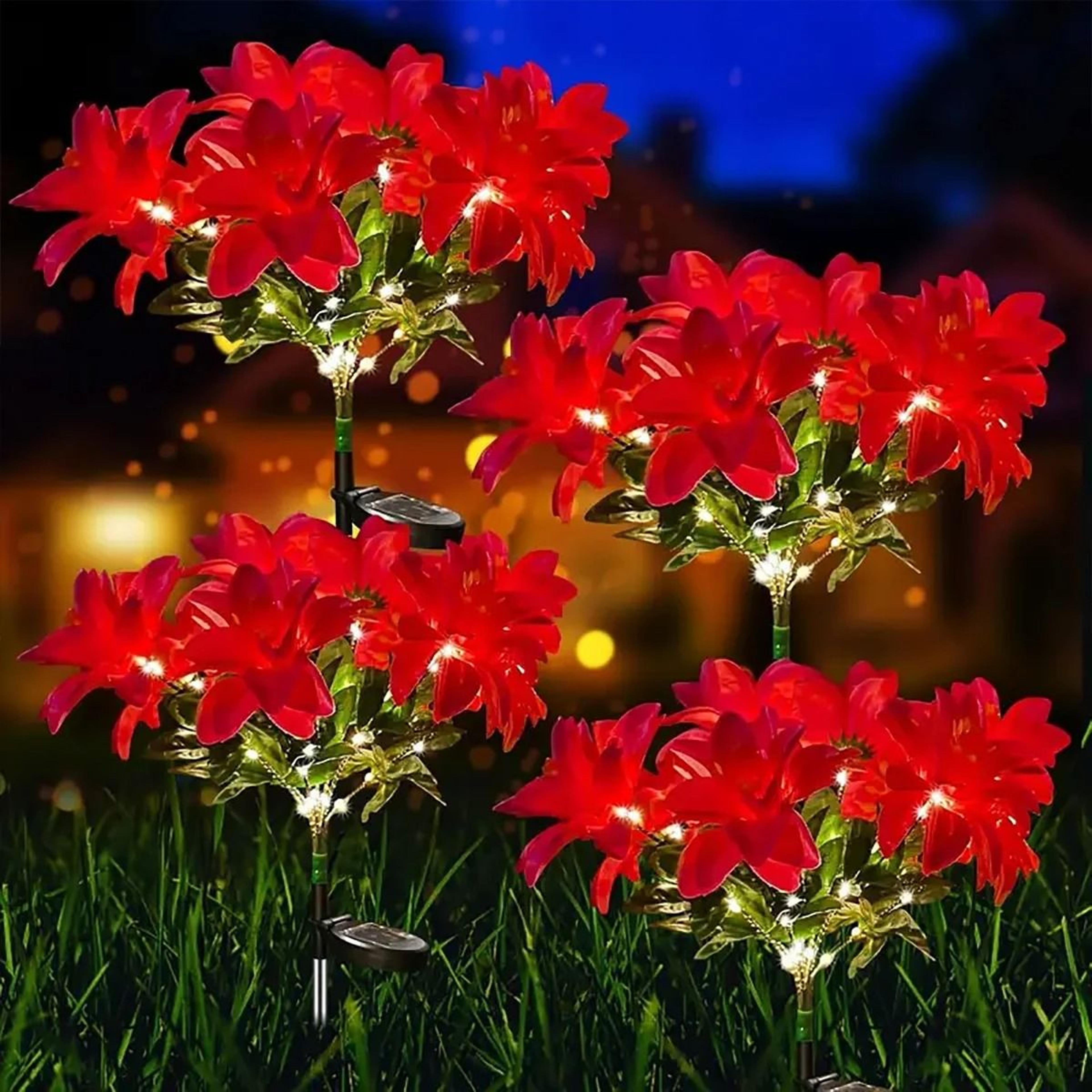 solar led christmas artificial poinsettia flower lights for outdoor garden & yard decor