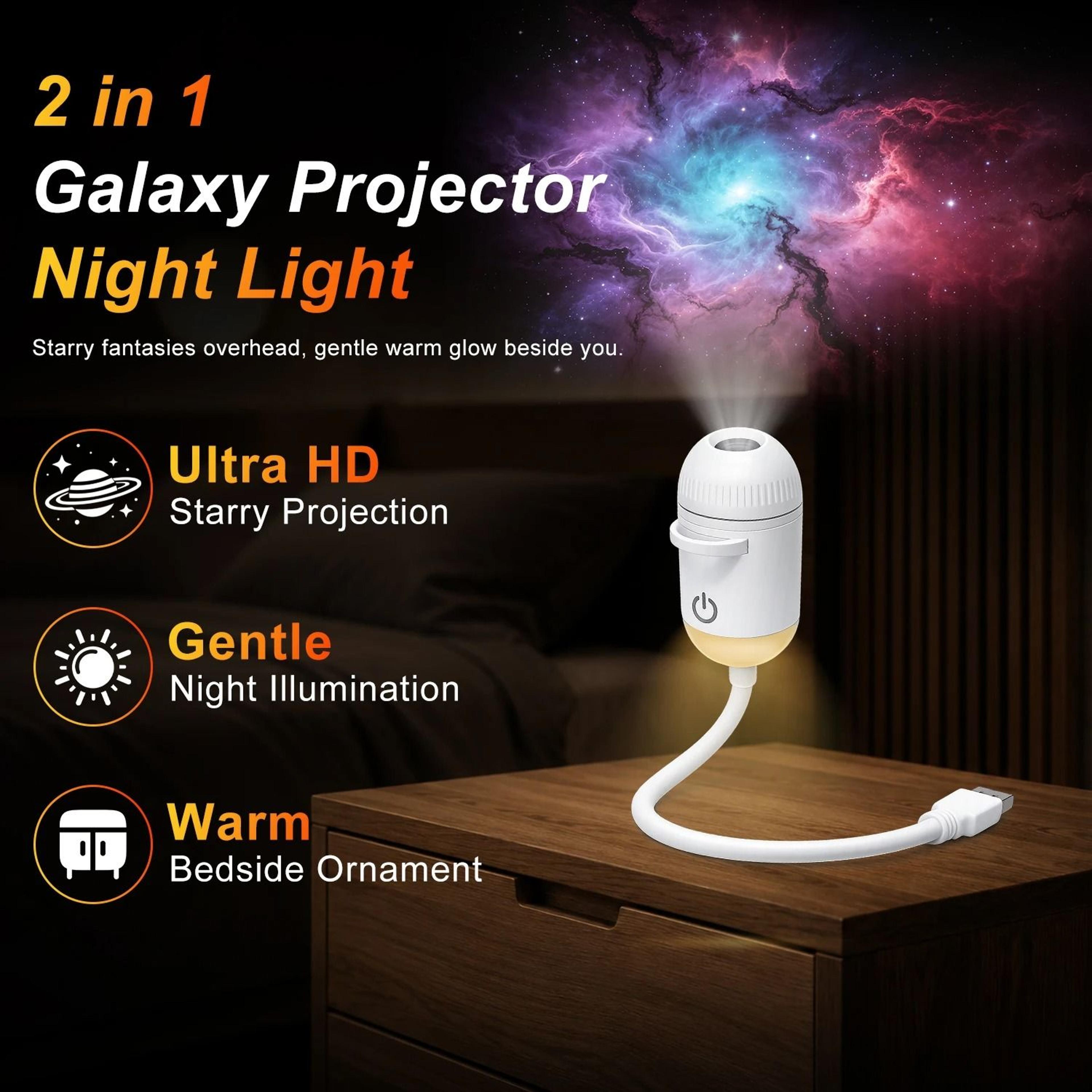 2in1 USB Ambient Projection Light Adjustable Focus  WideRange Atmosphere Night Lamp 1