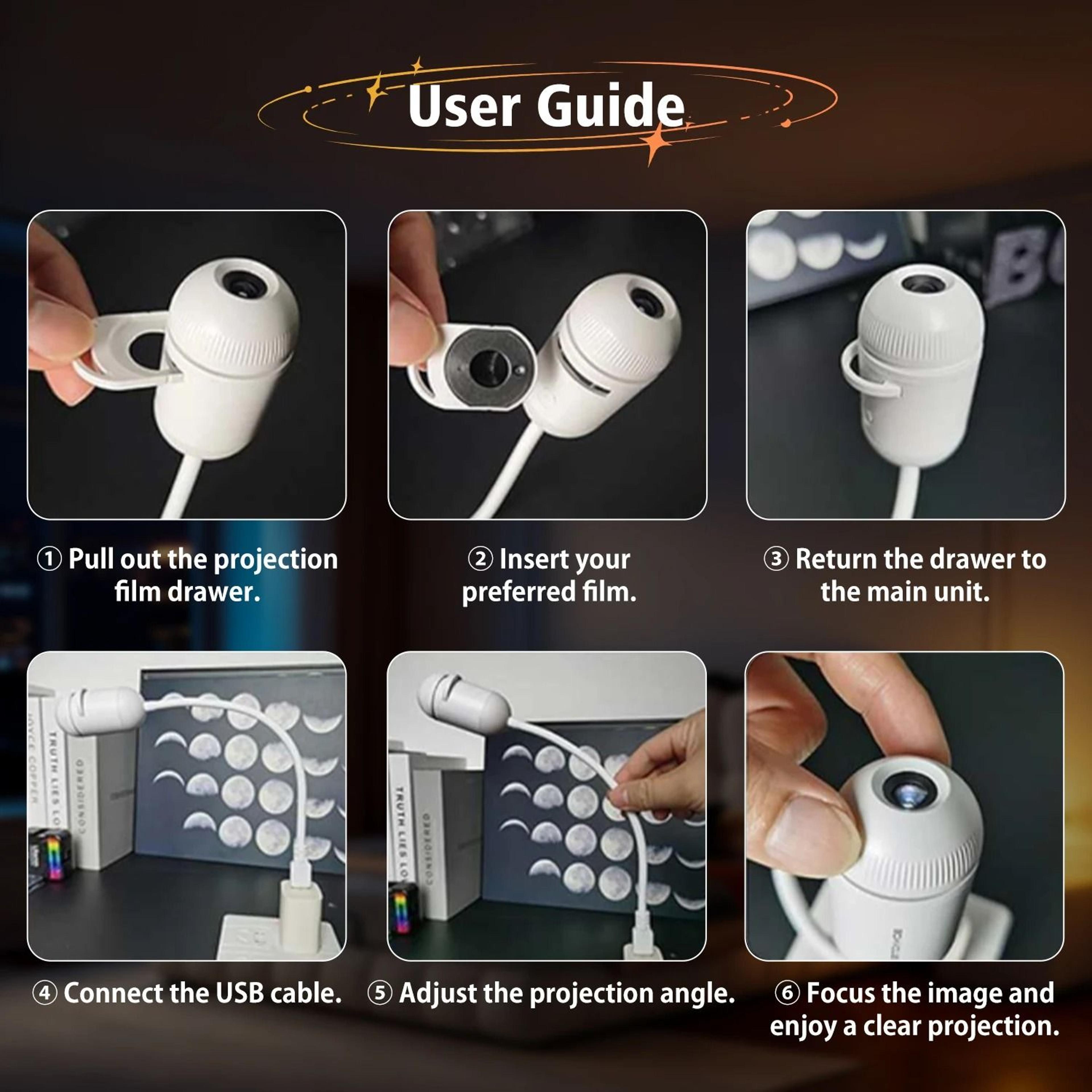 2in1 USB Ambient Projection Light Adjustable Focus  WideRange Atmosphere Night Lamp 5