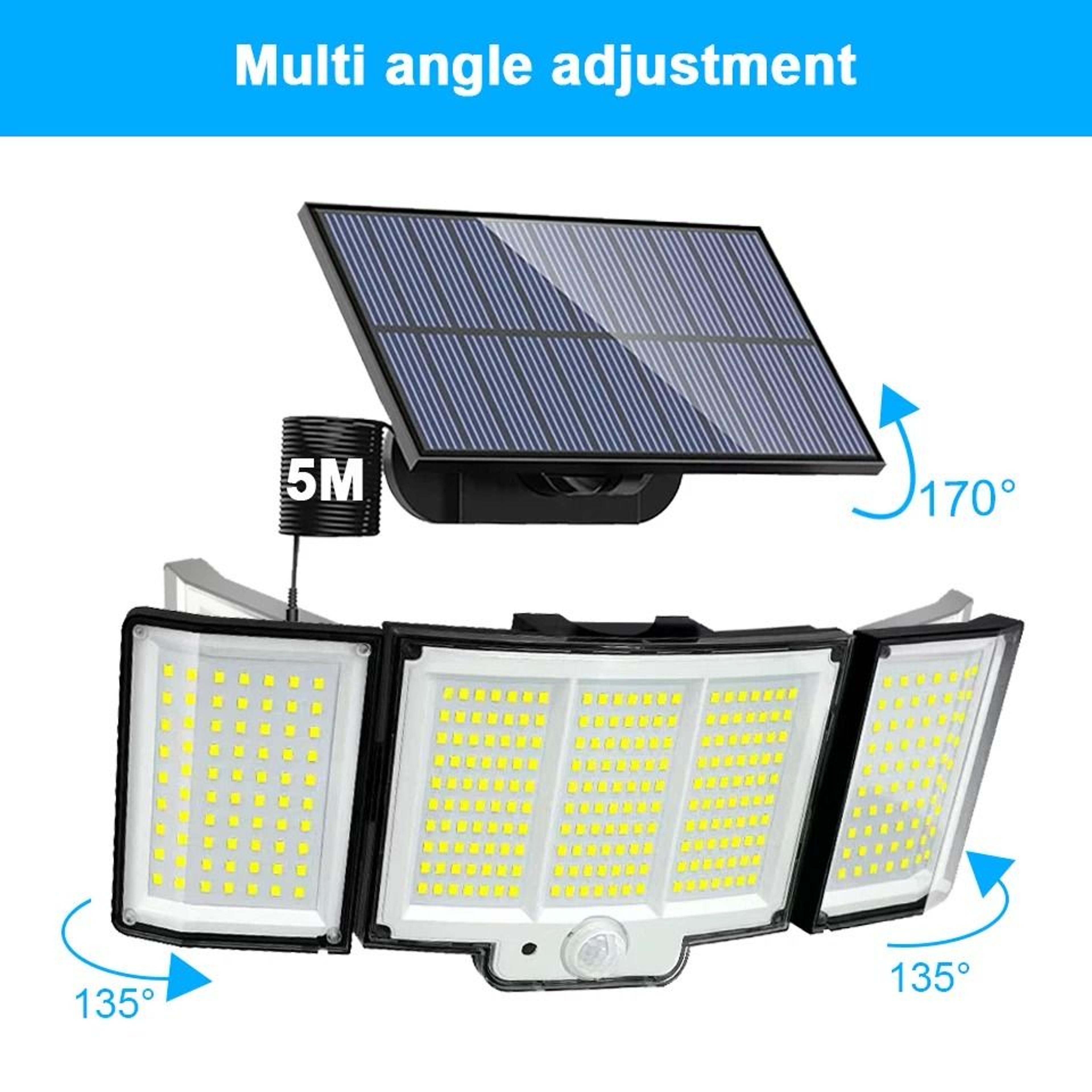 Outdoor LED Solar Motion Sensor Wall Spotlight IP65 Waterproof Security Street Lamp With 3 Lighting 4
