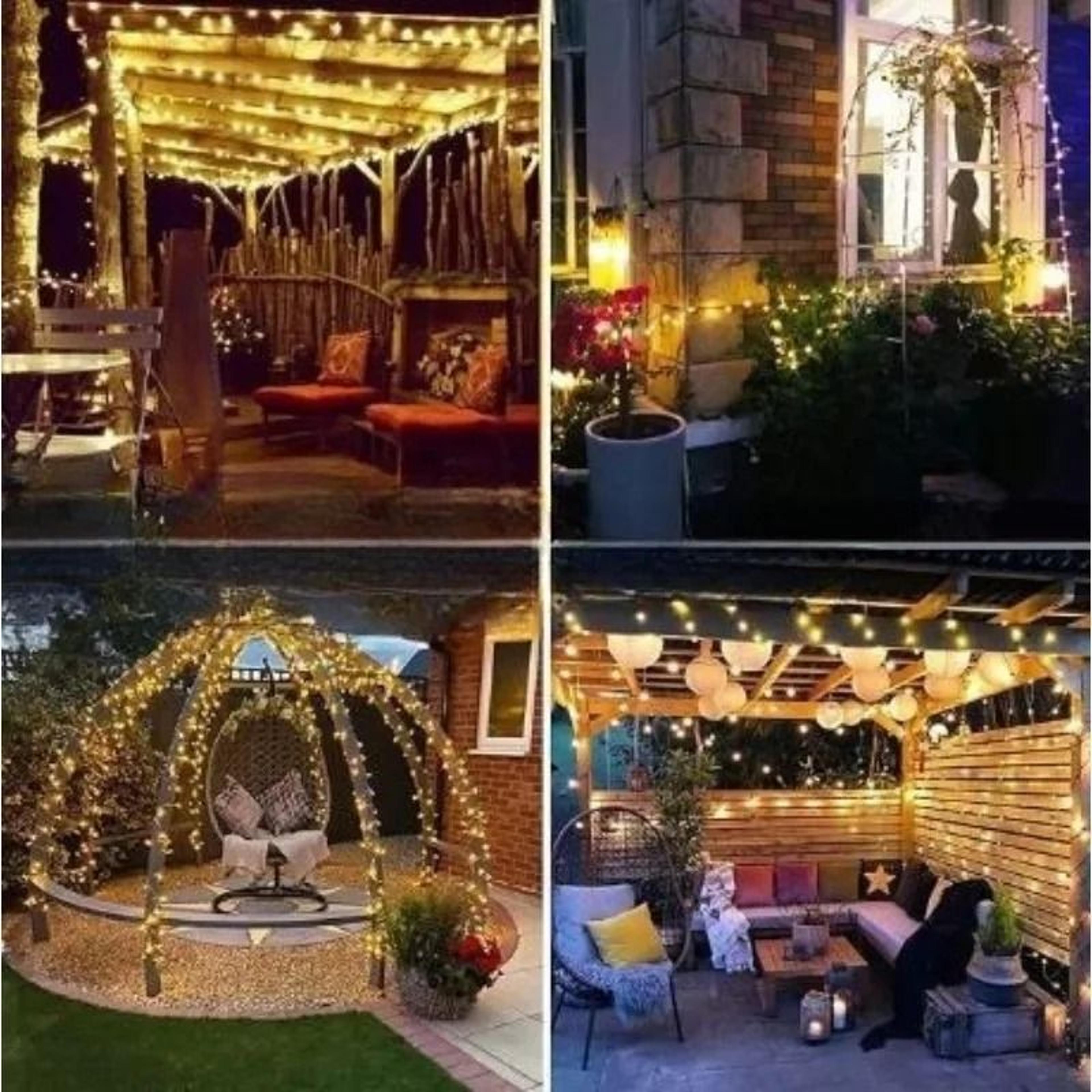 Solar Outdoor Copper Wire LED String Lights Warm Light Fairy Light Garland For Garden Trees Patio   2