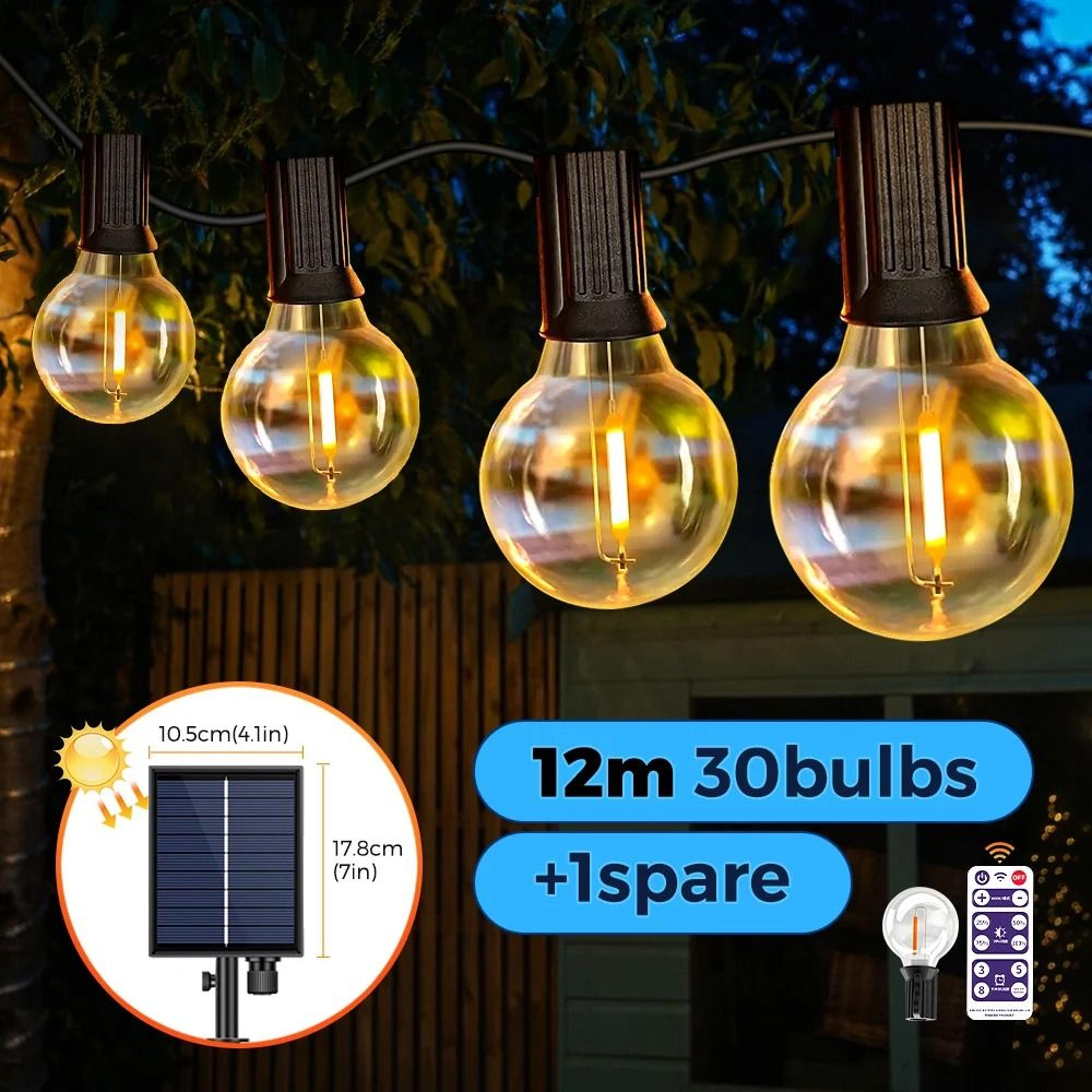 Solar Outdoor G40 Globe Patio String Lights Shatterproof LED Weatherproof Hanging Lights For Backya 9
