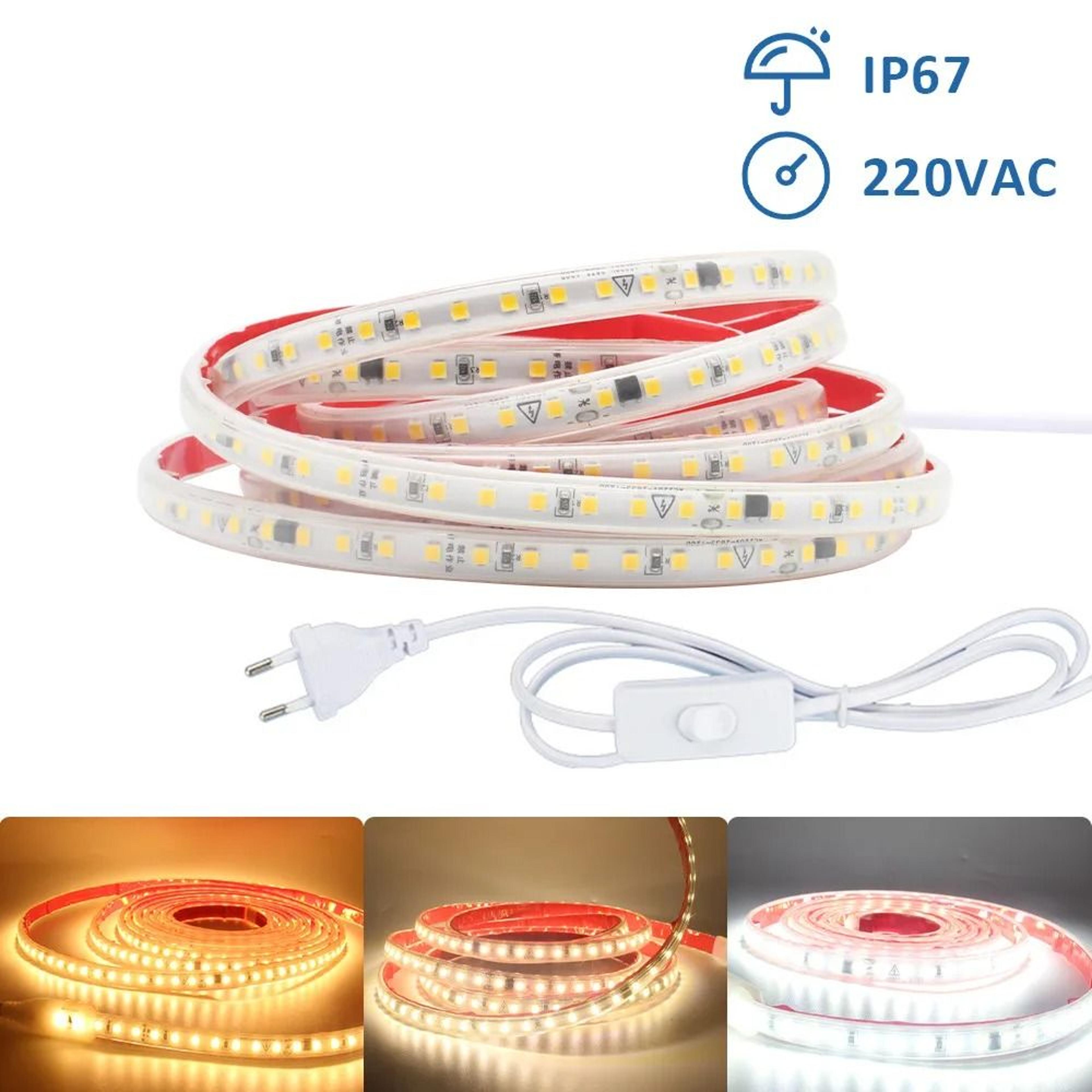 220V230V AC SMD2835 Outdoor LED Strip Light IP67 Waterproof 120LEDsm Ribbon 1