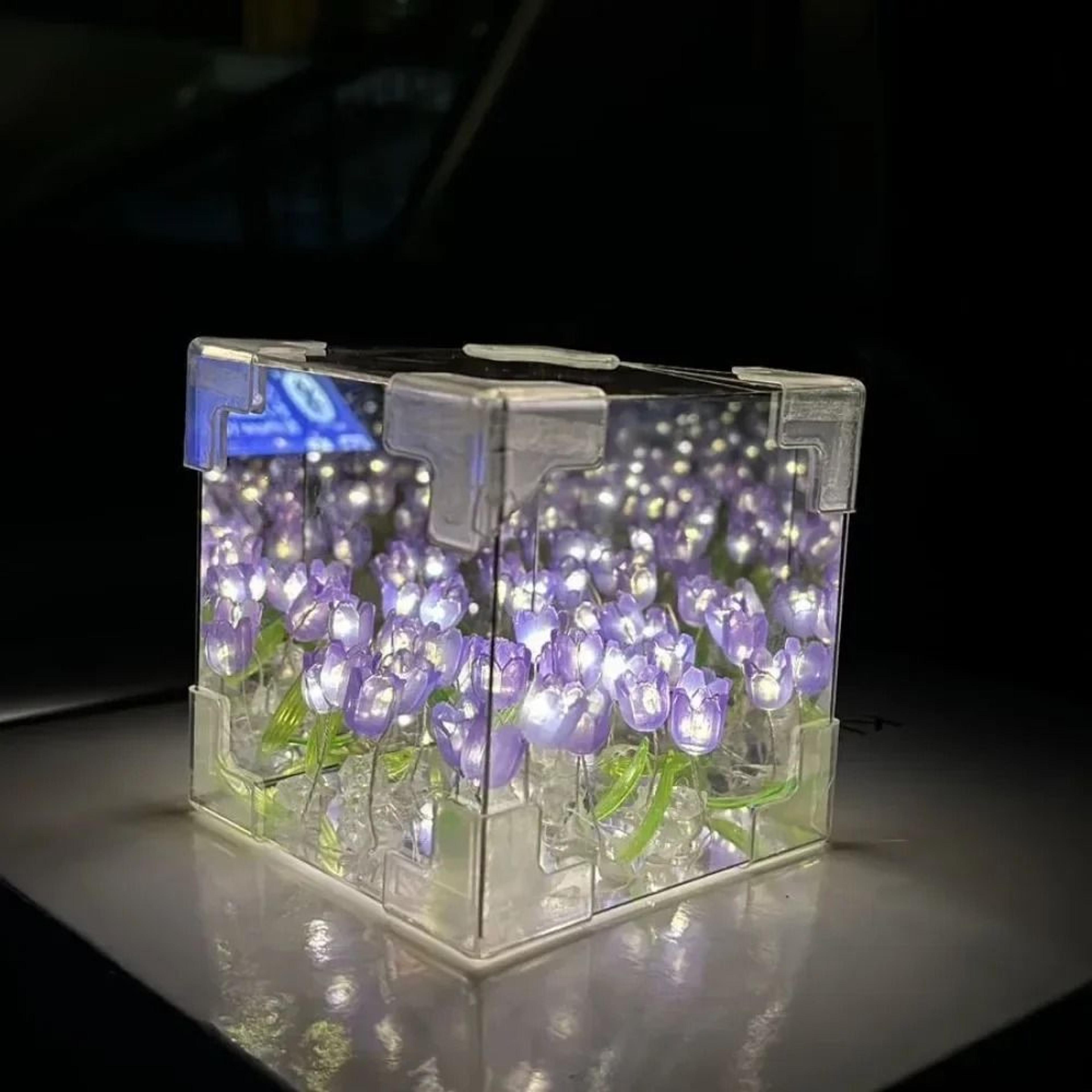 DIY Tulip Sea Mirror Night Light Handmade Cloud Flower Desk Decor  Birthday Gift 1
