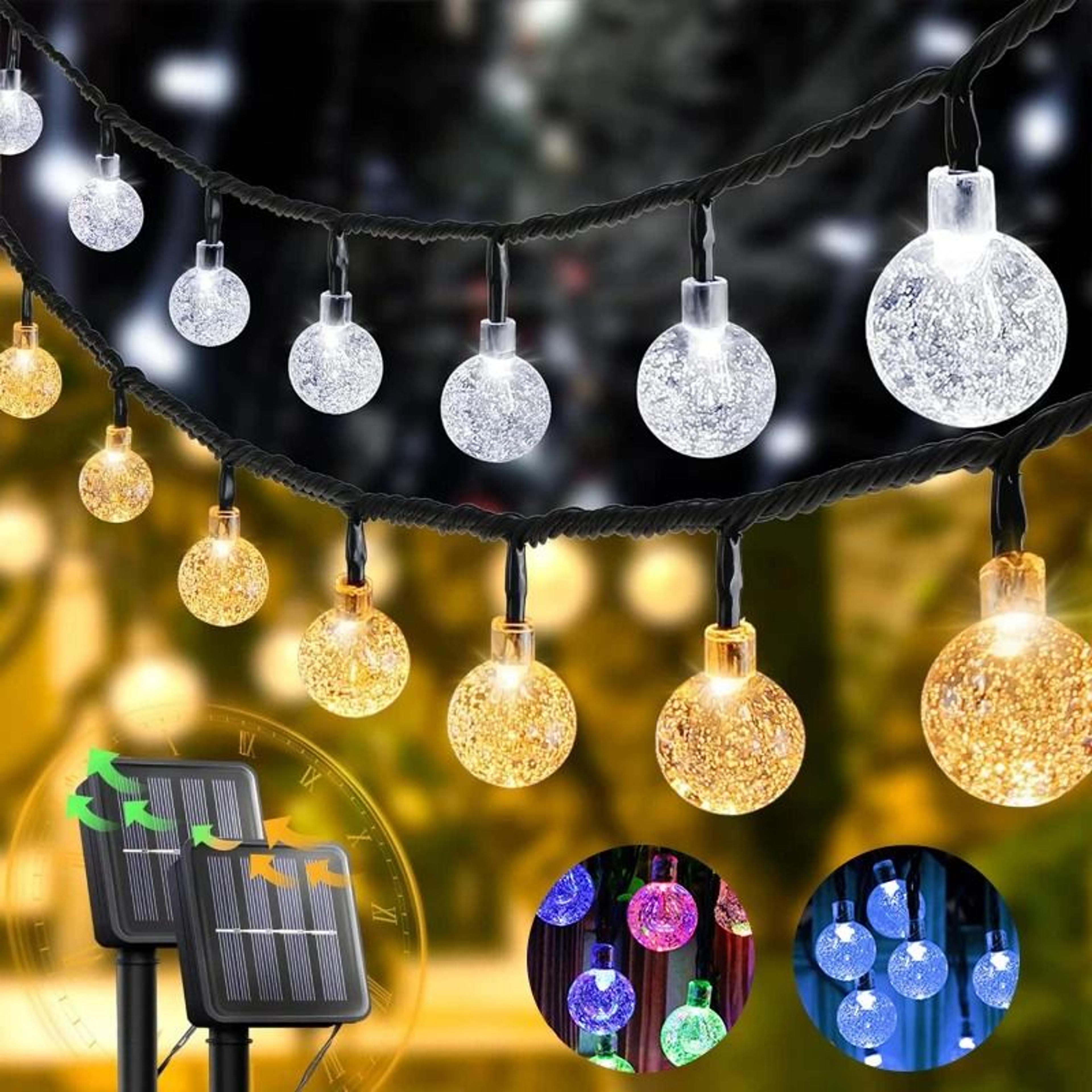 solar globe outdoor string lights (waterproof 8-mode fairy lights for patio & wedding)