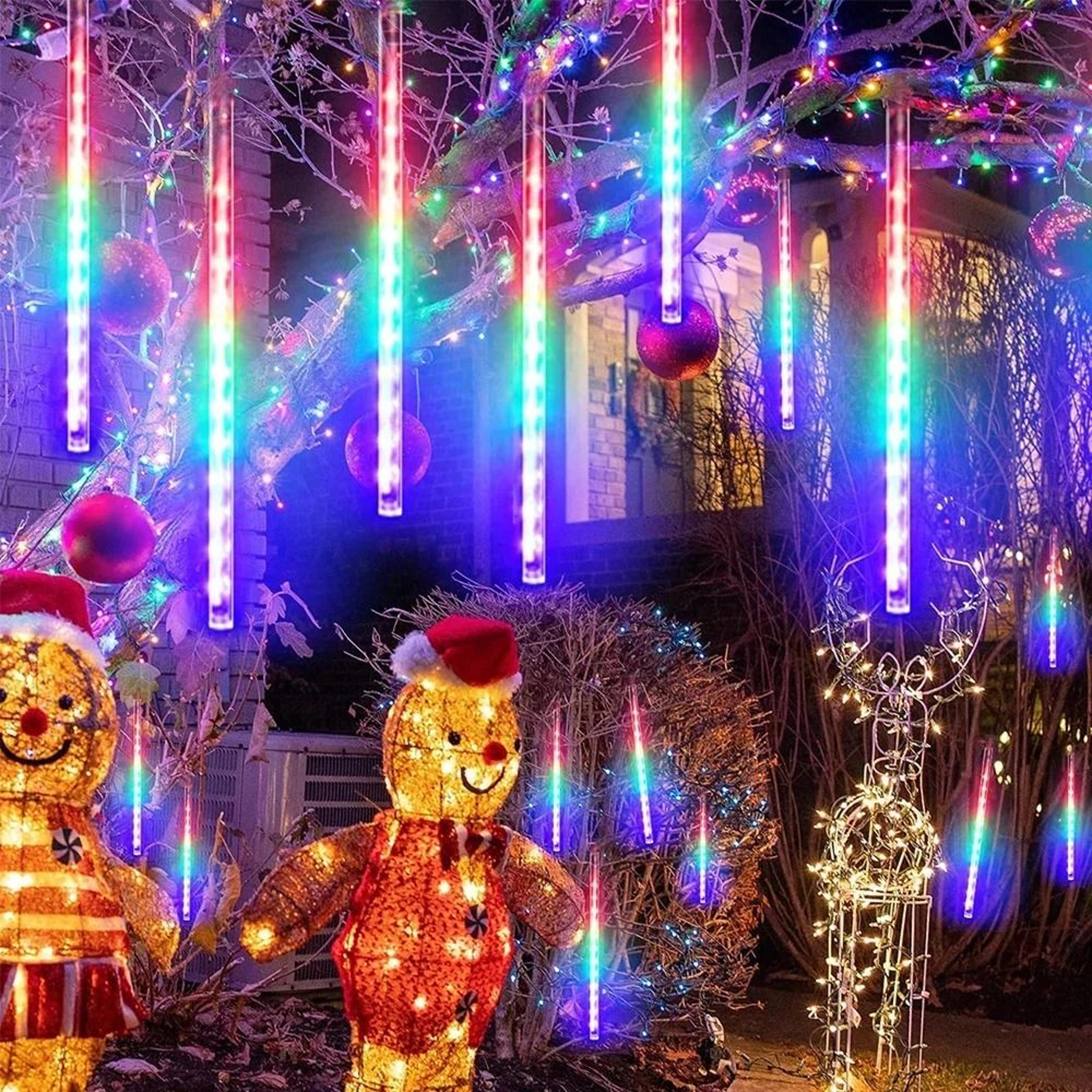 Outdoor Solar Meteor Shower LED String Lights 30cm50cm Waterproof Falling Rain Garland For Garden   4