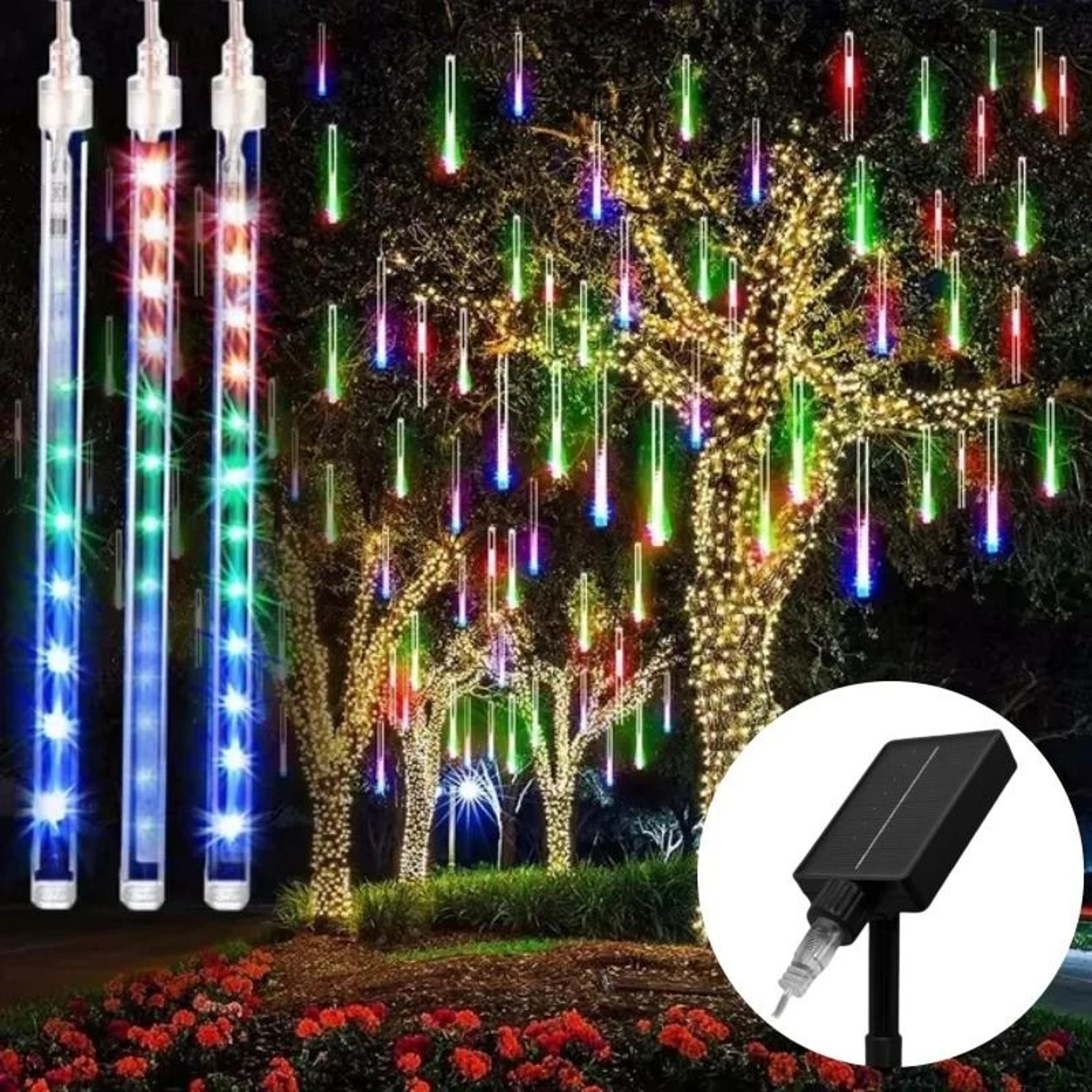 Outdoor Solar Meteor Shower LED String Lights 30cm50cm Waterproof Falling Rain Garland For Garden   9