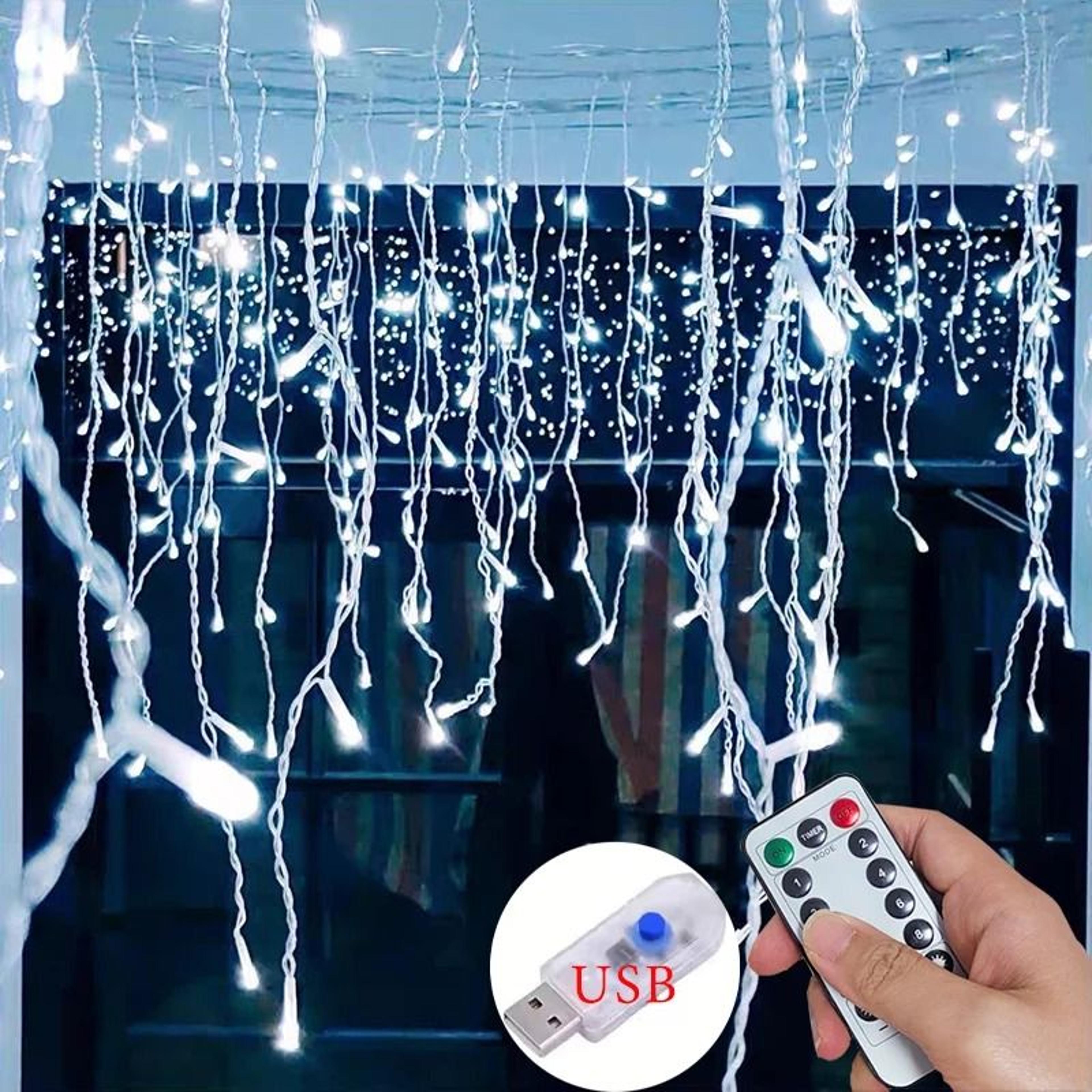 USB Icicle Curtain LED String Lights 8Mode Indoor Garland For Wedding  Bedroom 0