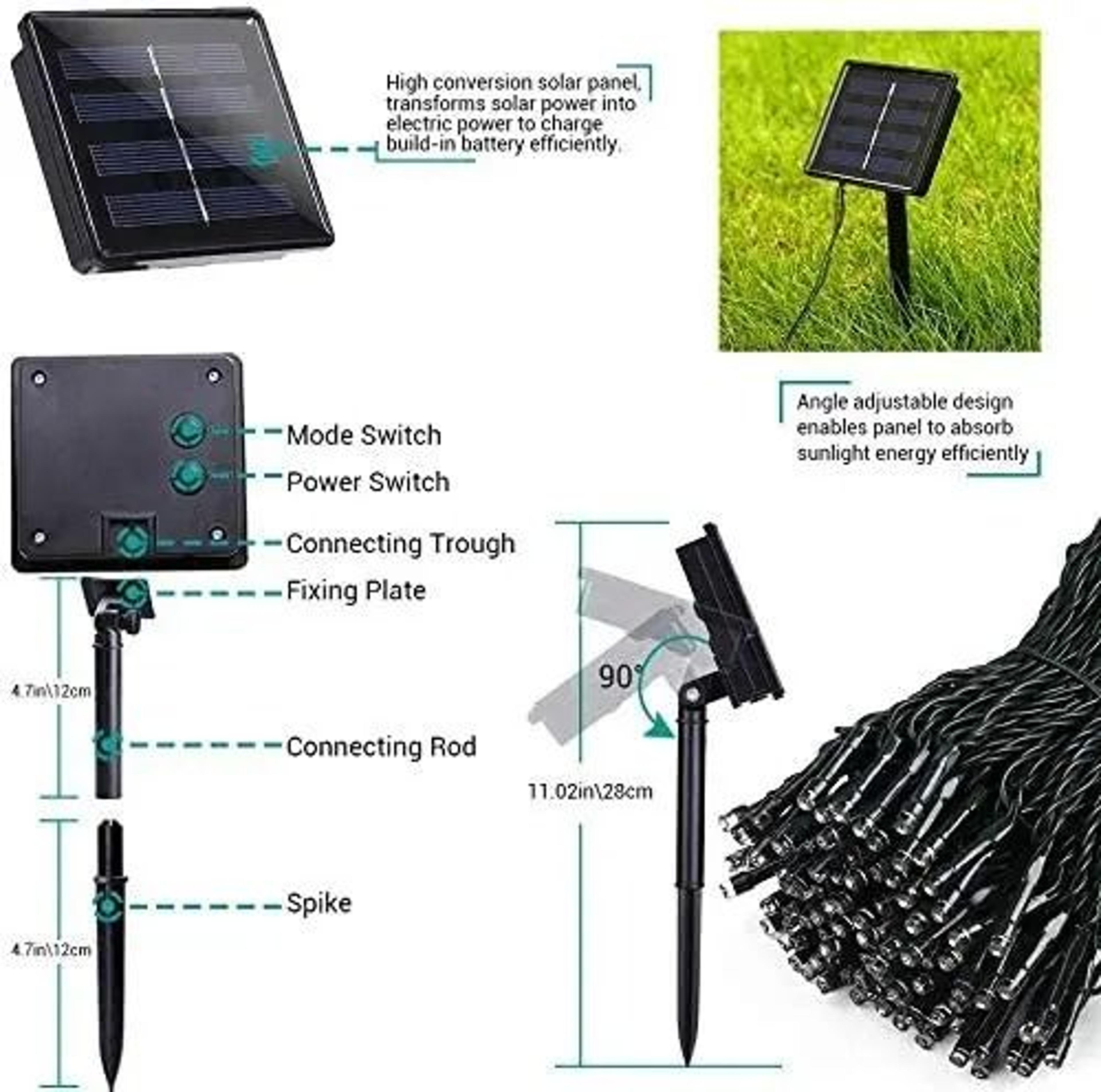 Outdoor Solar Powered LED String Lights Waterproof Fairy Light Garland For Garden  Patio 4