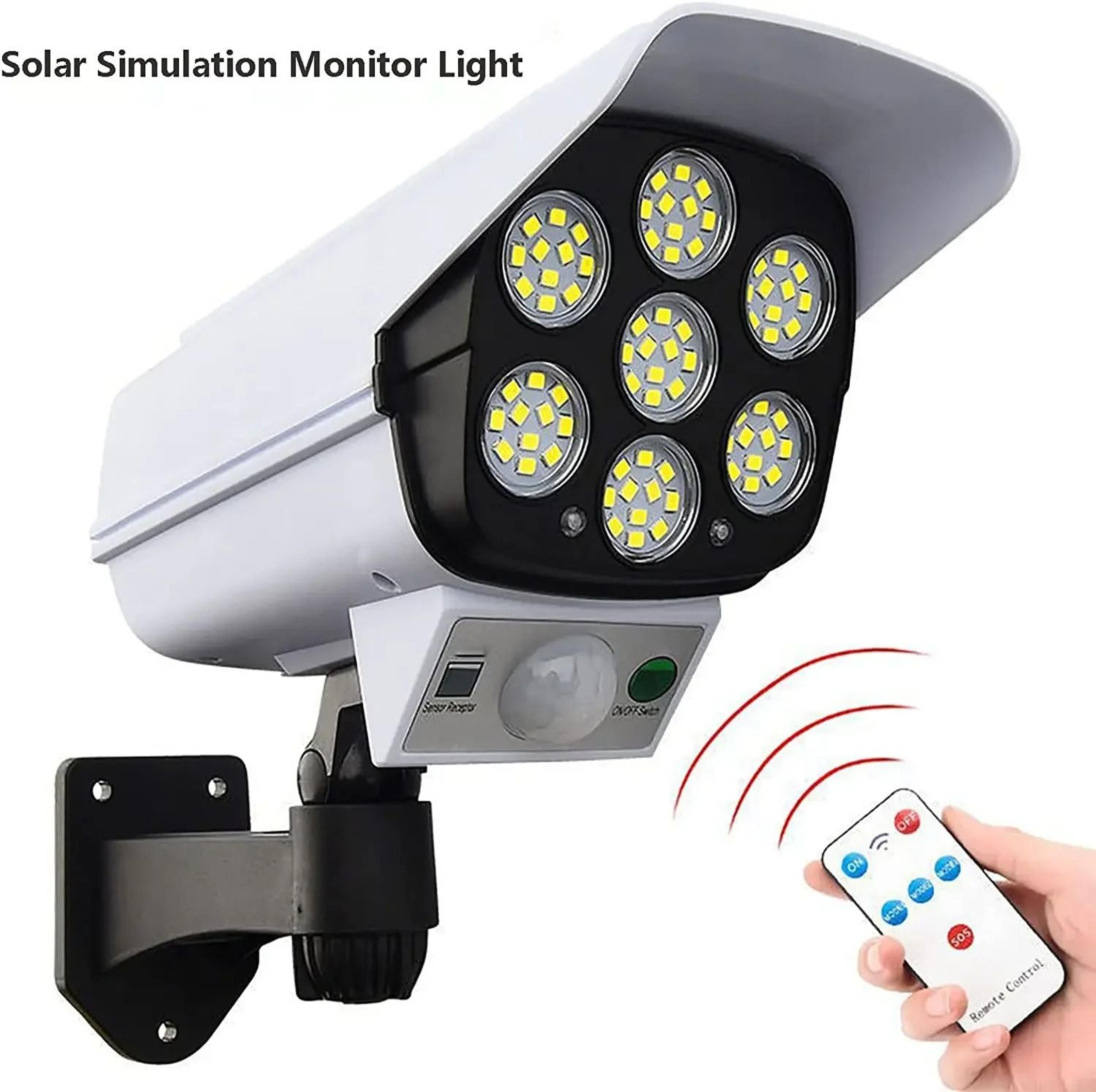 Solar Simulation Security Wall Lamp 3Mode Motion Sensor Floodlight With Warning Red LED 5