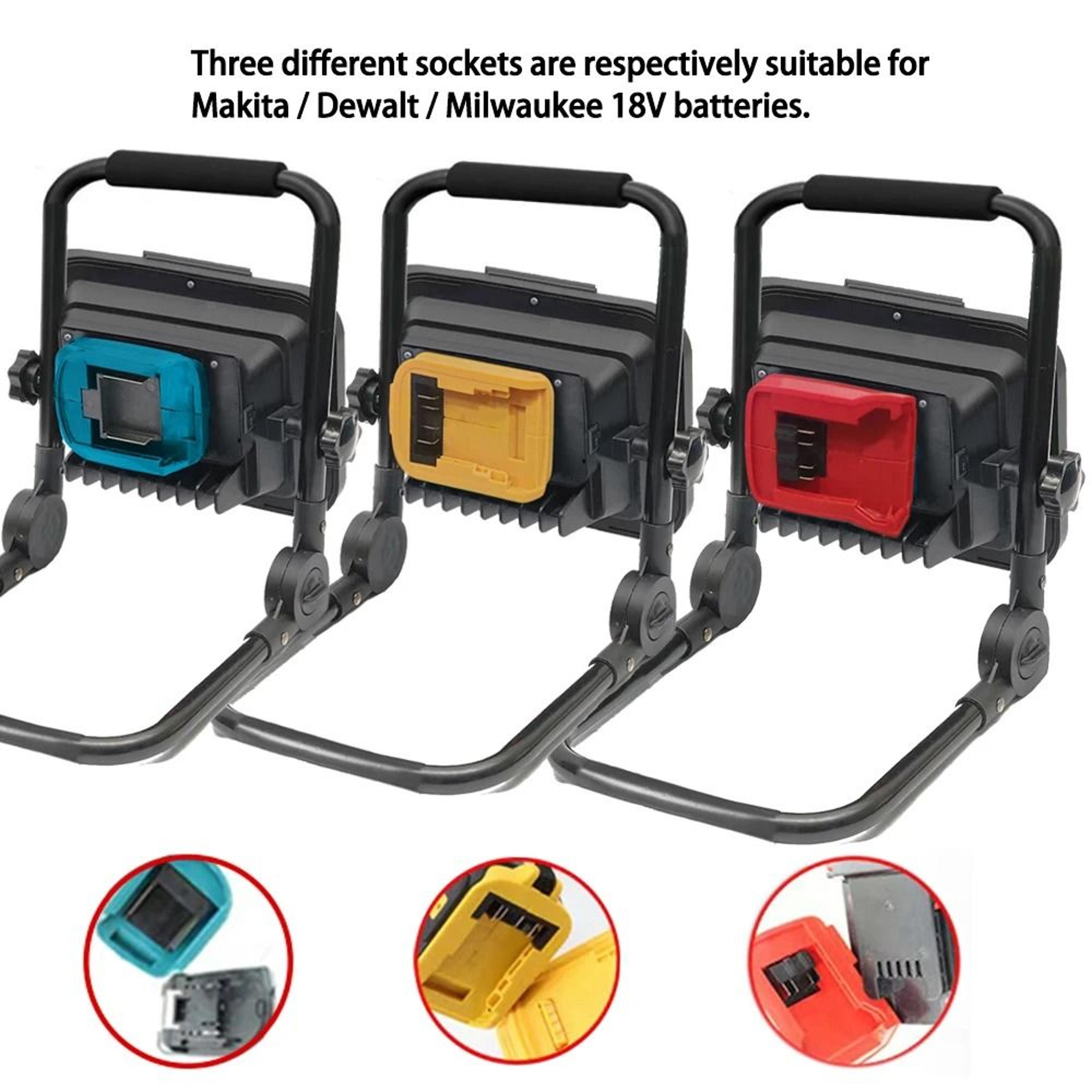 Cordless HighLumen Outdoor LED Floodlight  Handheld Work Light MultiBrand 18V Battery Base With Dua 1
