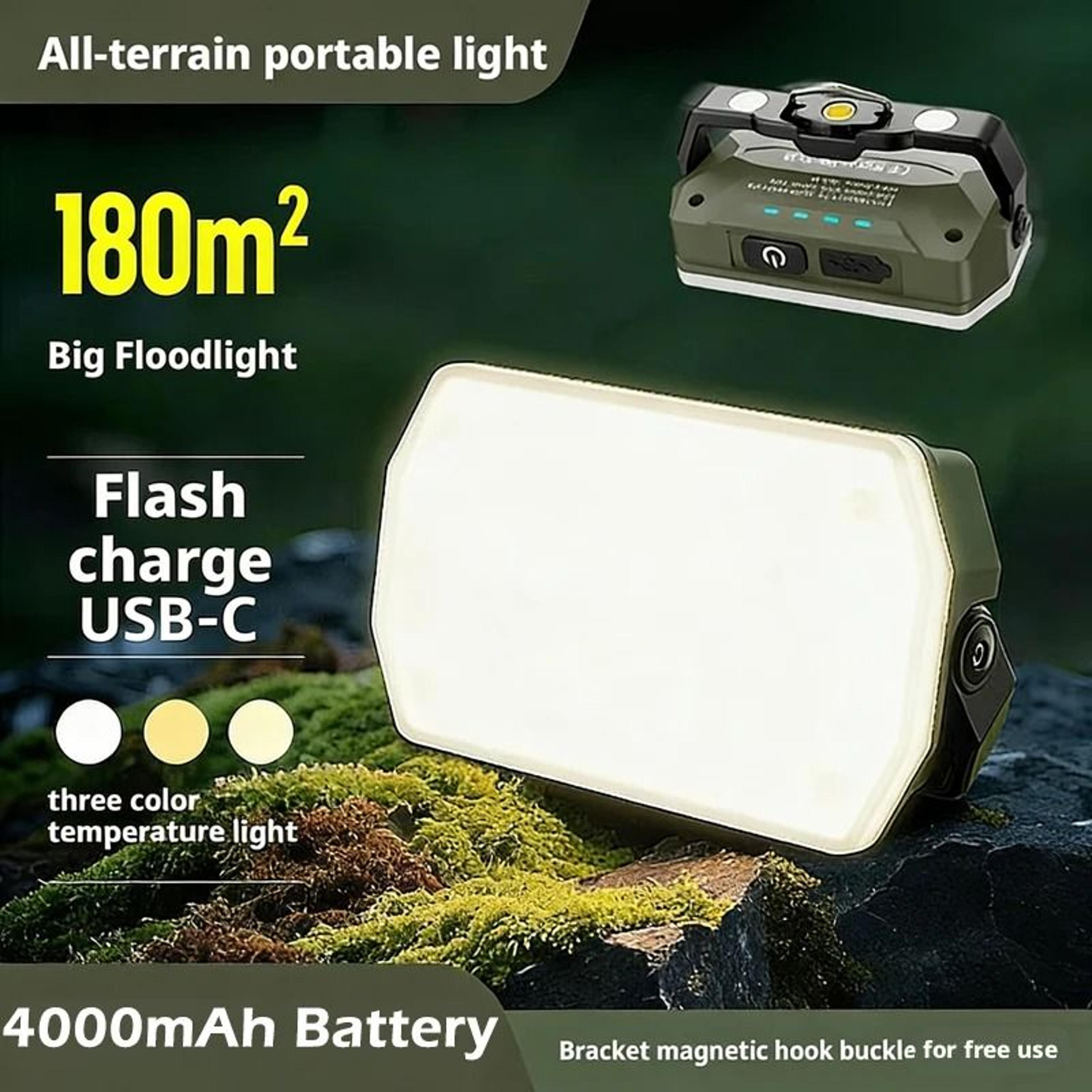 portable outdoor camping lantern with 4000mah battery (rechargeable magnetic work light & emergency lamp)