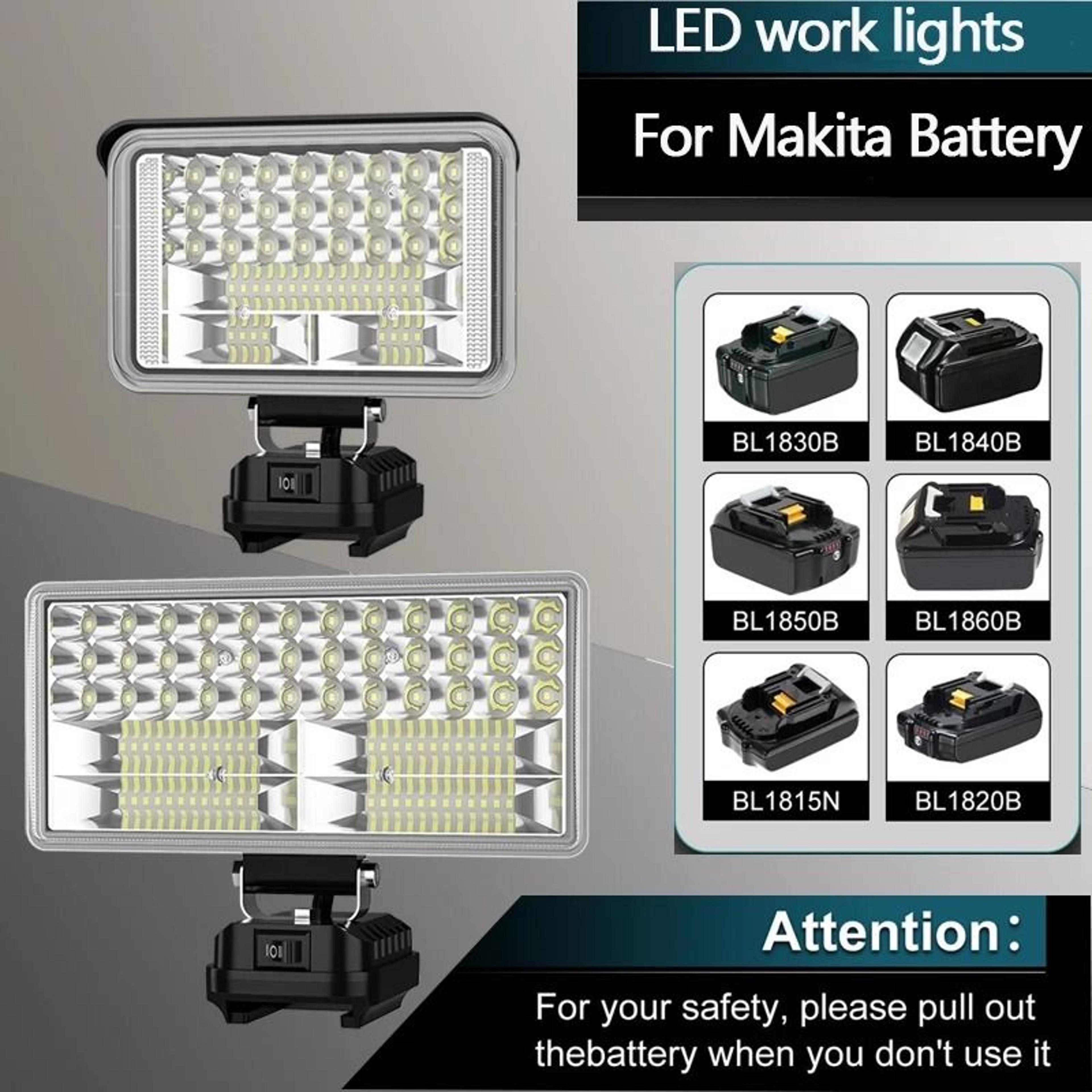 Portable LED Work Light Floodlight For Makita 144V20V Battery 3458Inch Cordless Spotlight Flashligh 1