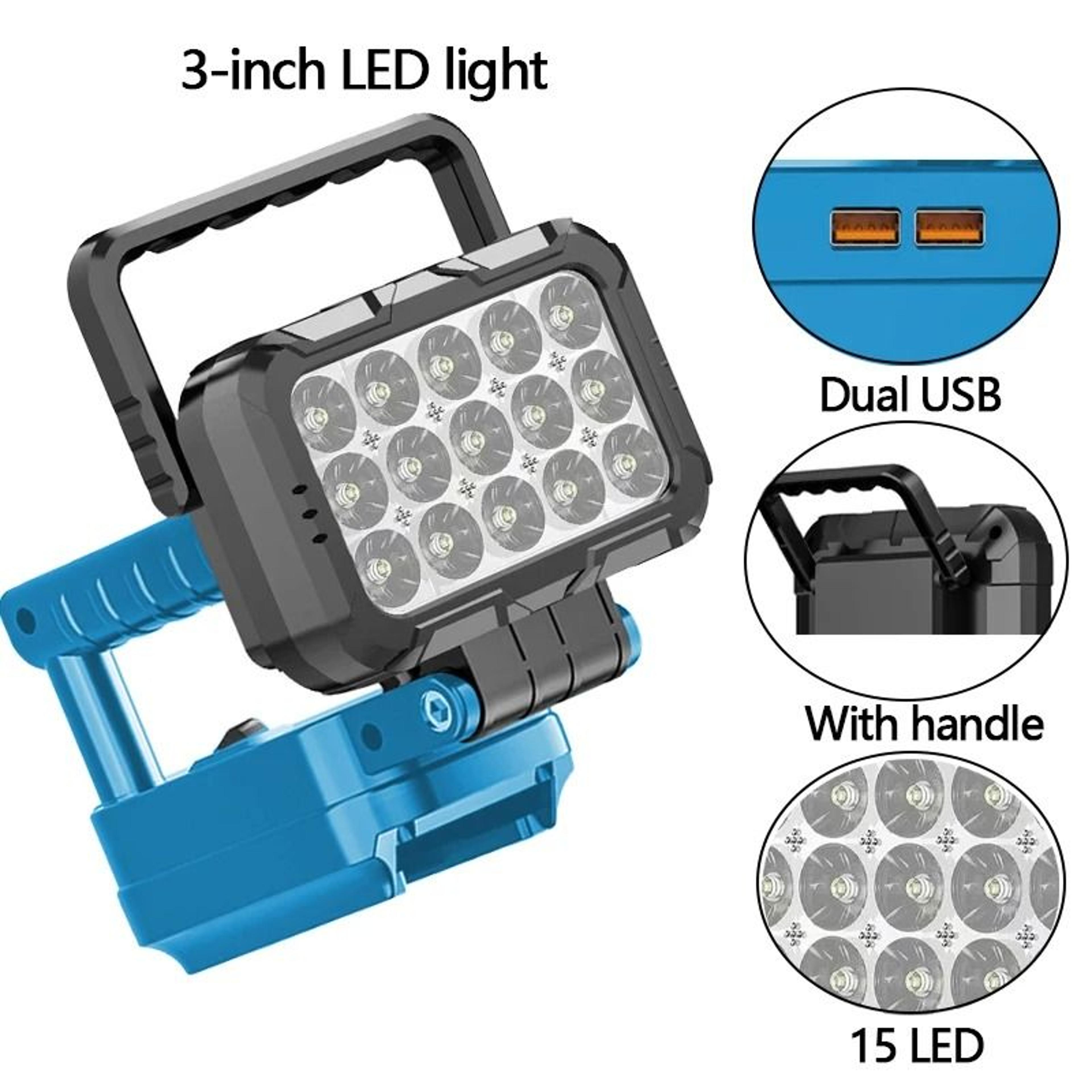 3-inch cordless led work light with usb port for makita 18v battery (portable outdoor flood light & tool lamp)