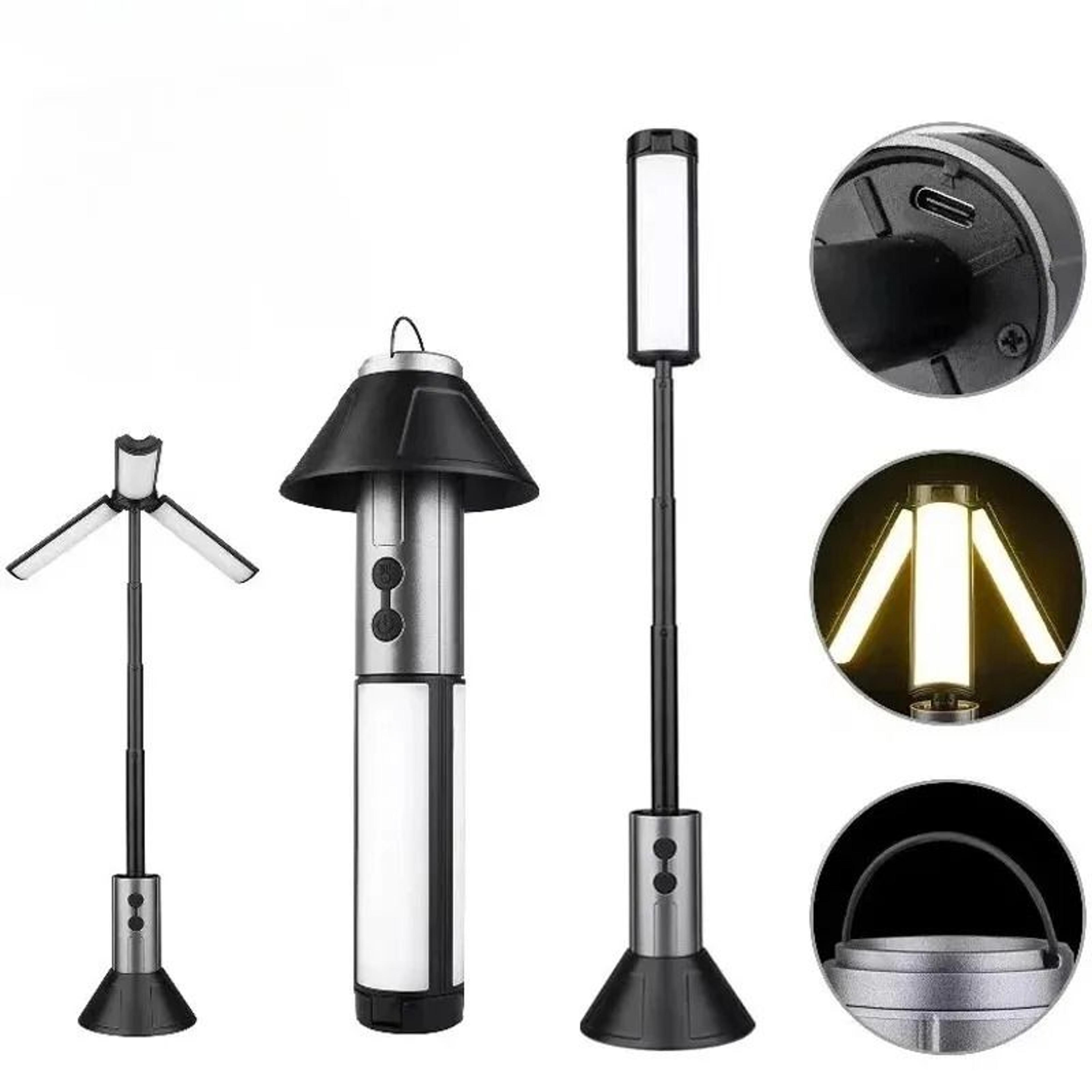 2in1 USB Rechargeable Camping Lantern  Handheld Flashlight With Hook 0
