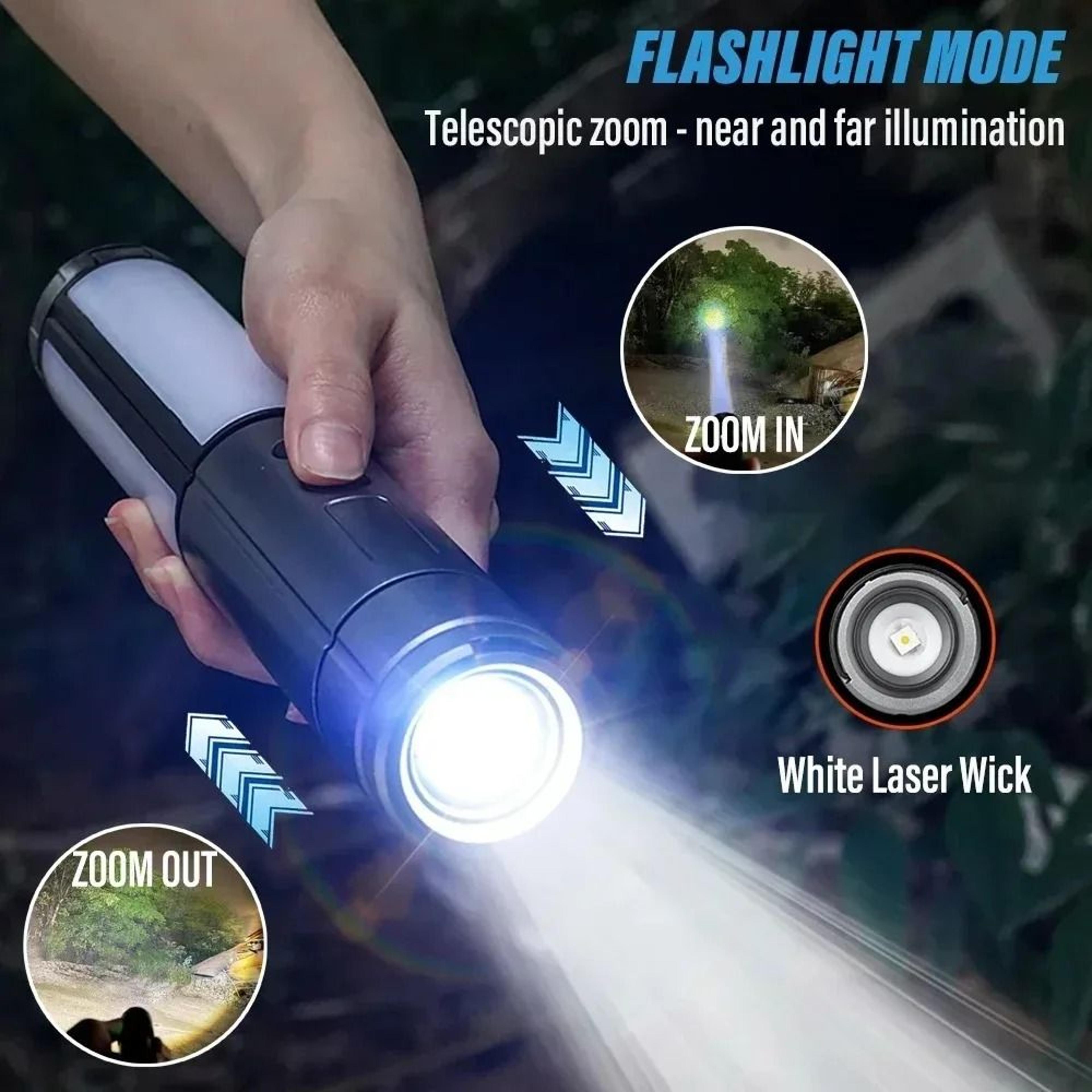 2in1 USB Rechargeable Camping Lantern  Handheld Flashlight With Hook 4