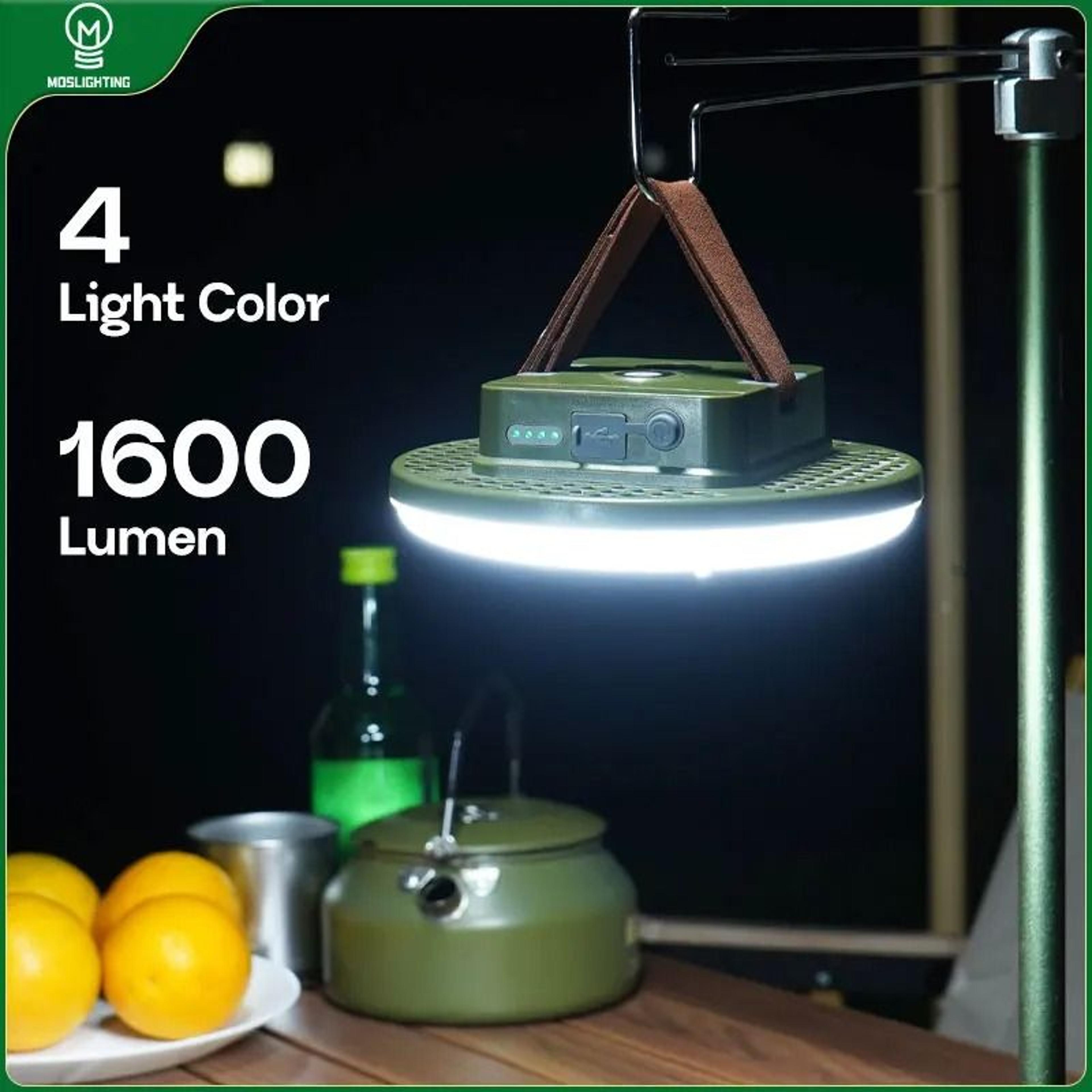 moslighting rechargeable portable led camping light with magnetic base & suspension hook
