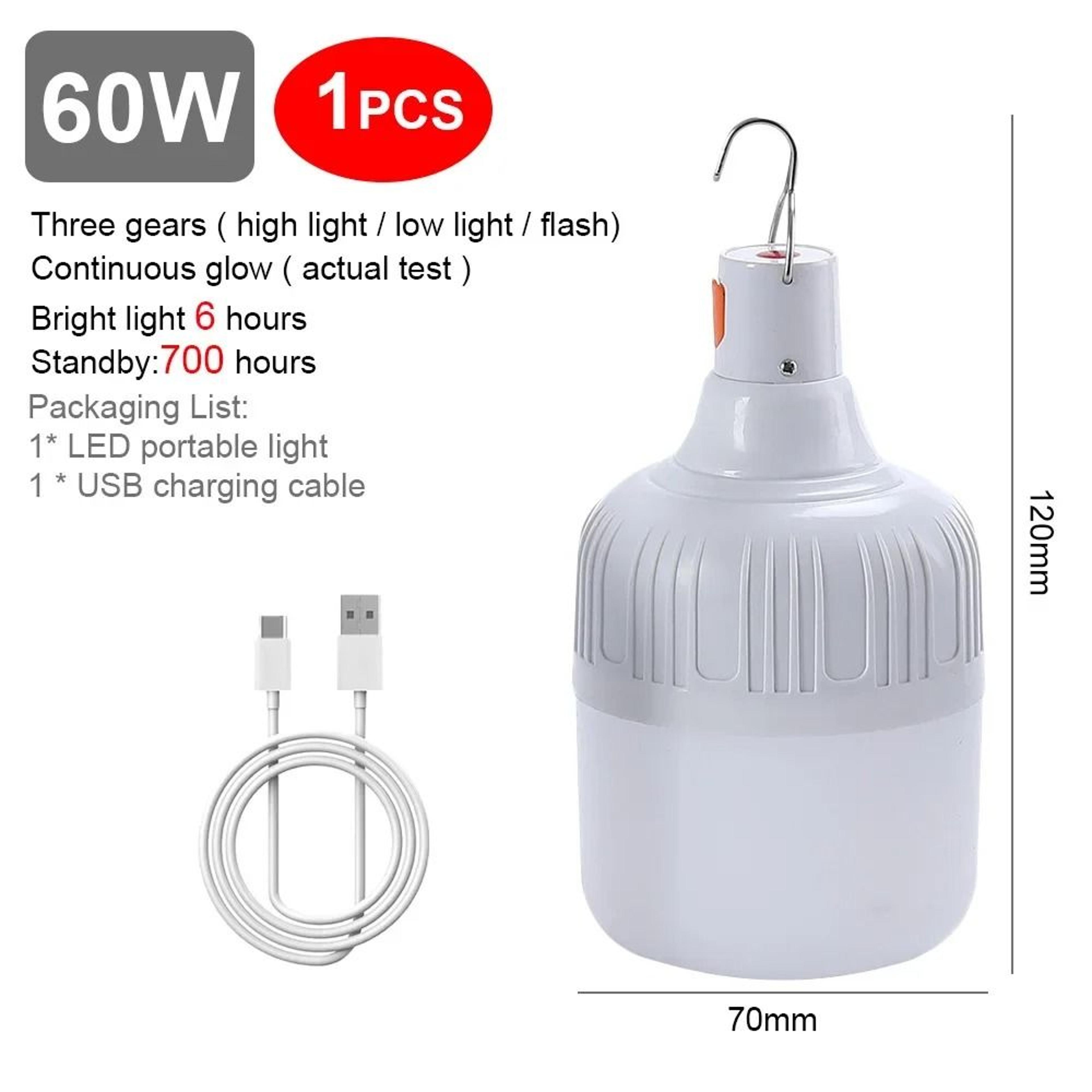 USB Rechargeable Portable LED Camping Light Bulb  Emergency Hanging Tent Lamp 6