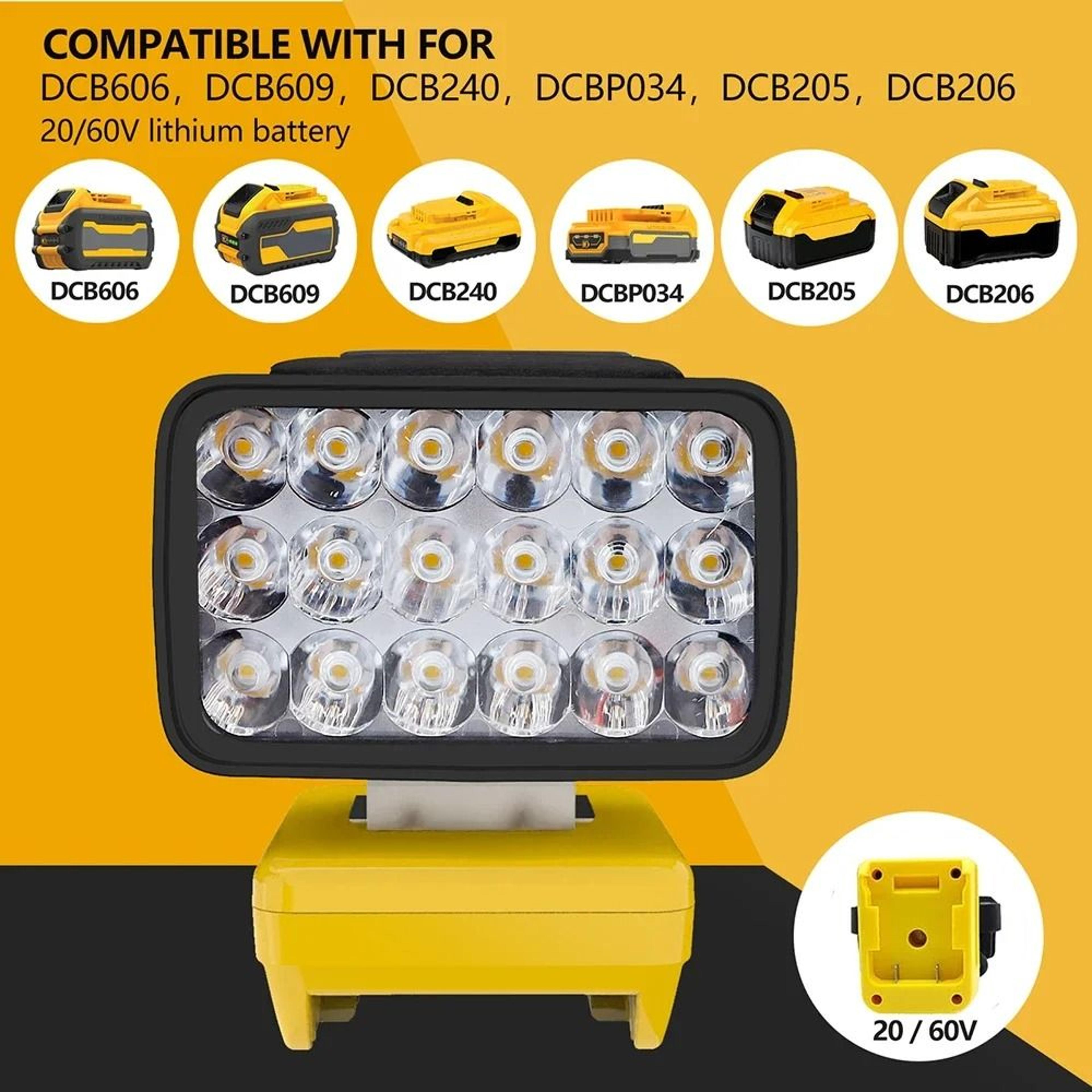 18LED Cordless Car Work Light  Handheld Spotlight For DeWalt 18V20V60V Batteries 4