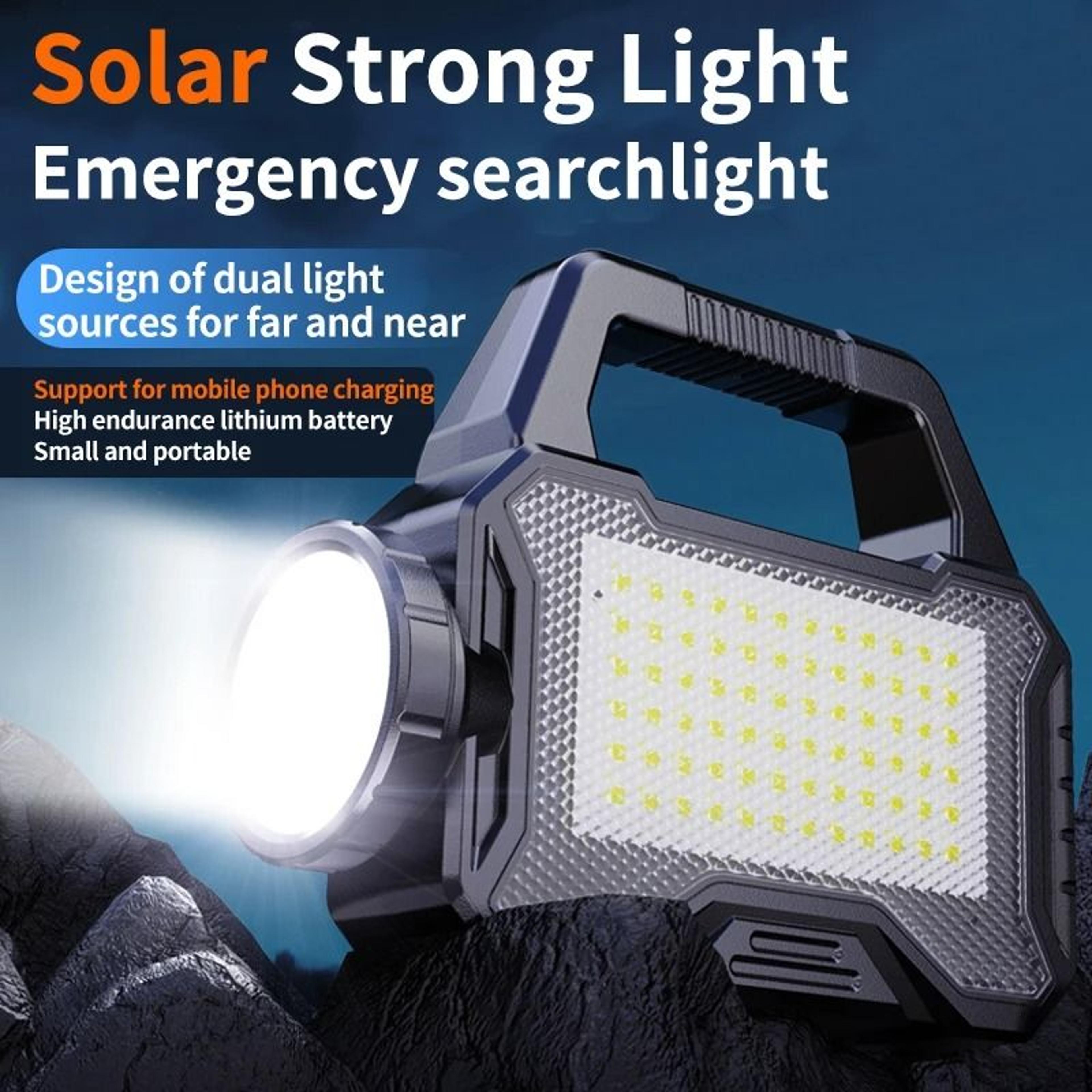 Portable Solar Searchlight Lantern  Emergency Power Bank With HighLuminance COB Side Light 0