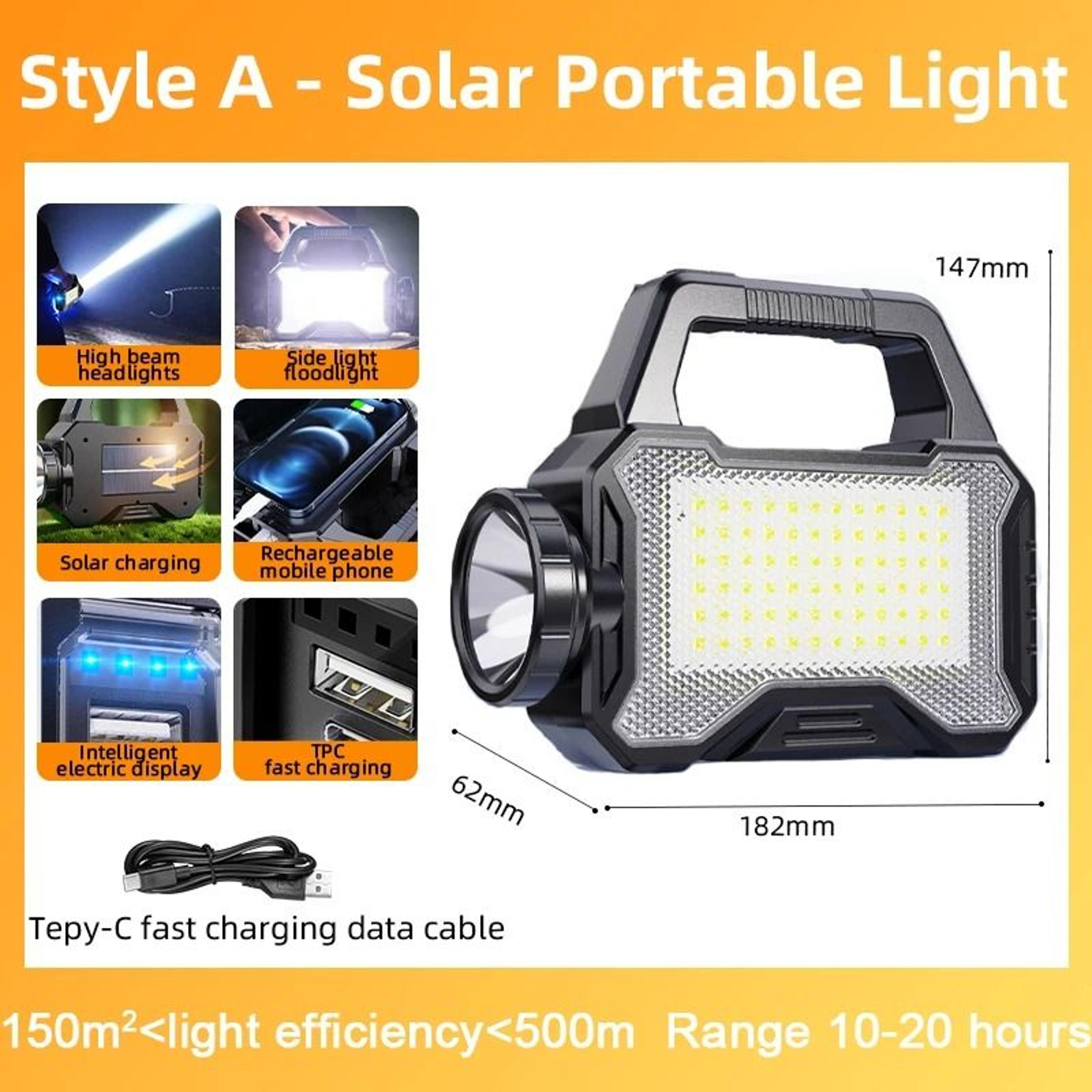 Portable Solar Searchlight Lantern  Emergency Power Bank With HighLuminance COB Side Light 6