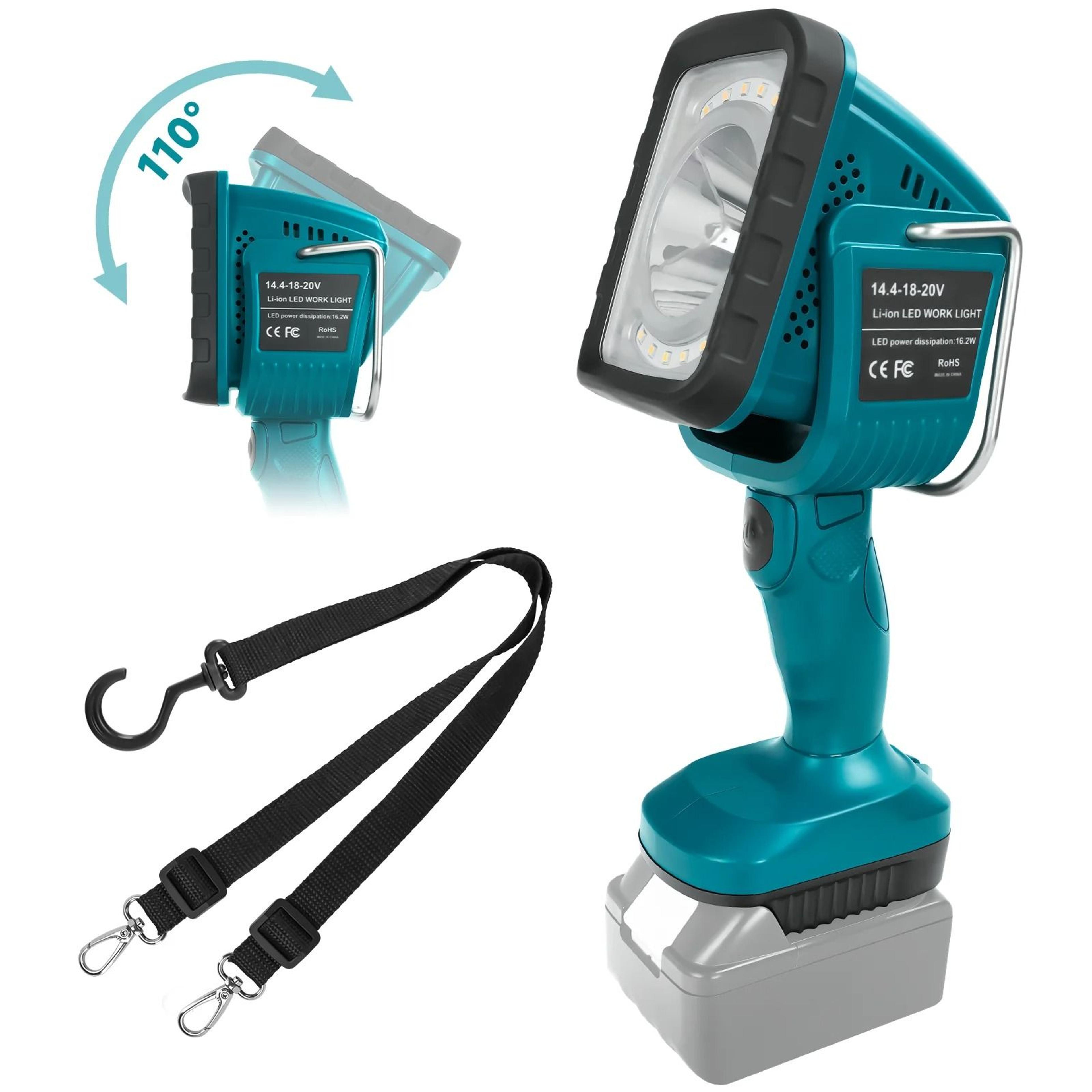 cordless 16.2w 1250 lumens led work light & emergency flashlight for makita 18v battery