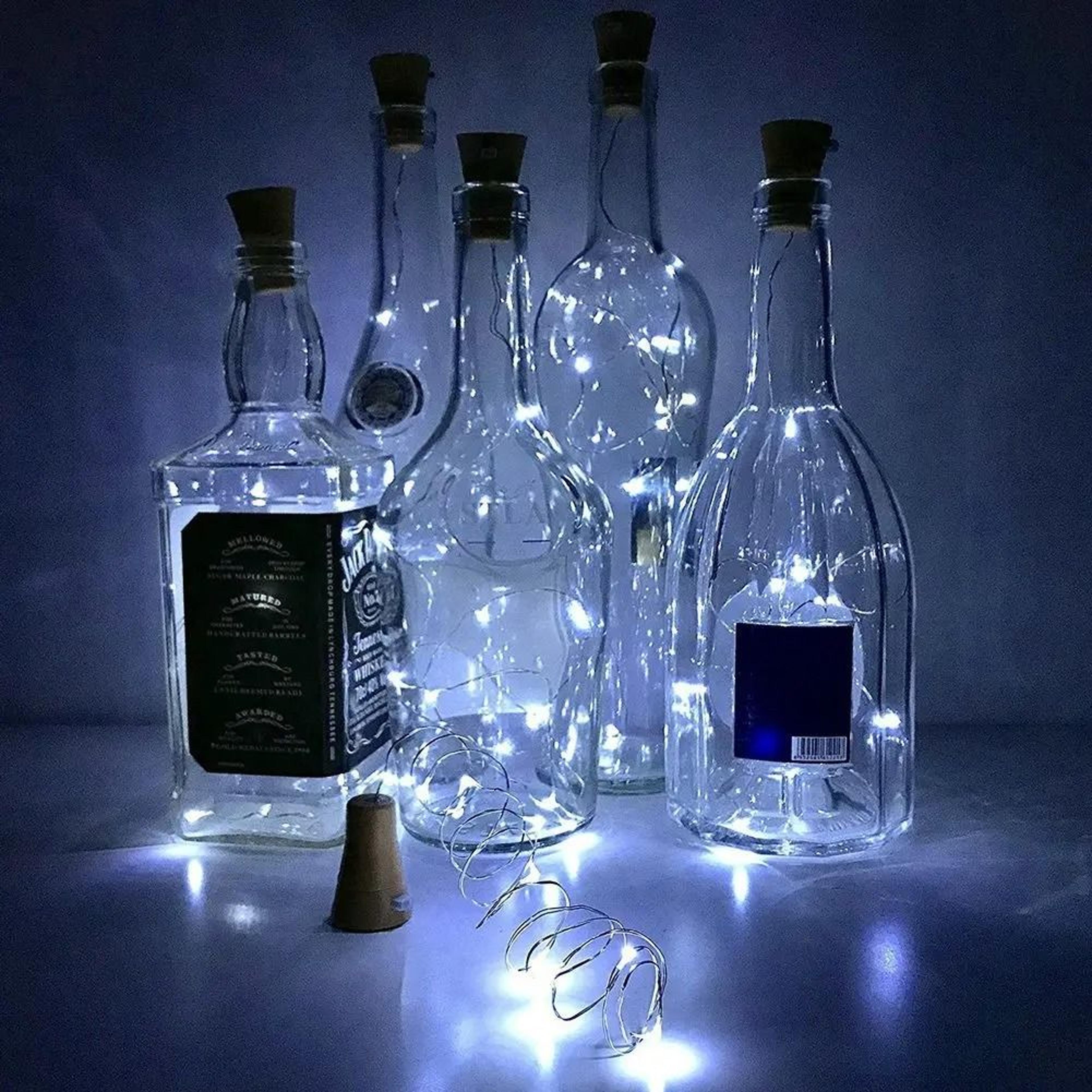6 Pack Solar Wine Bottle Cork Lights 20 LED Waterproof Firefly String Lights 3