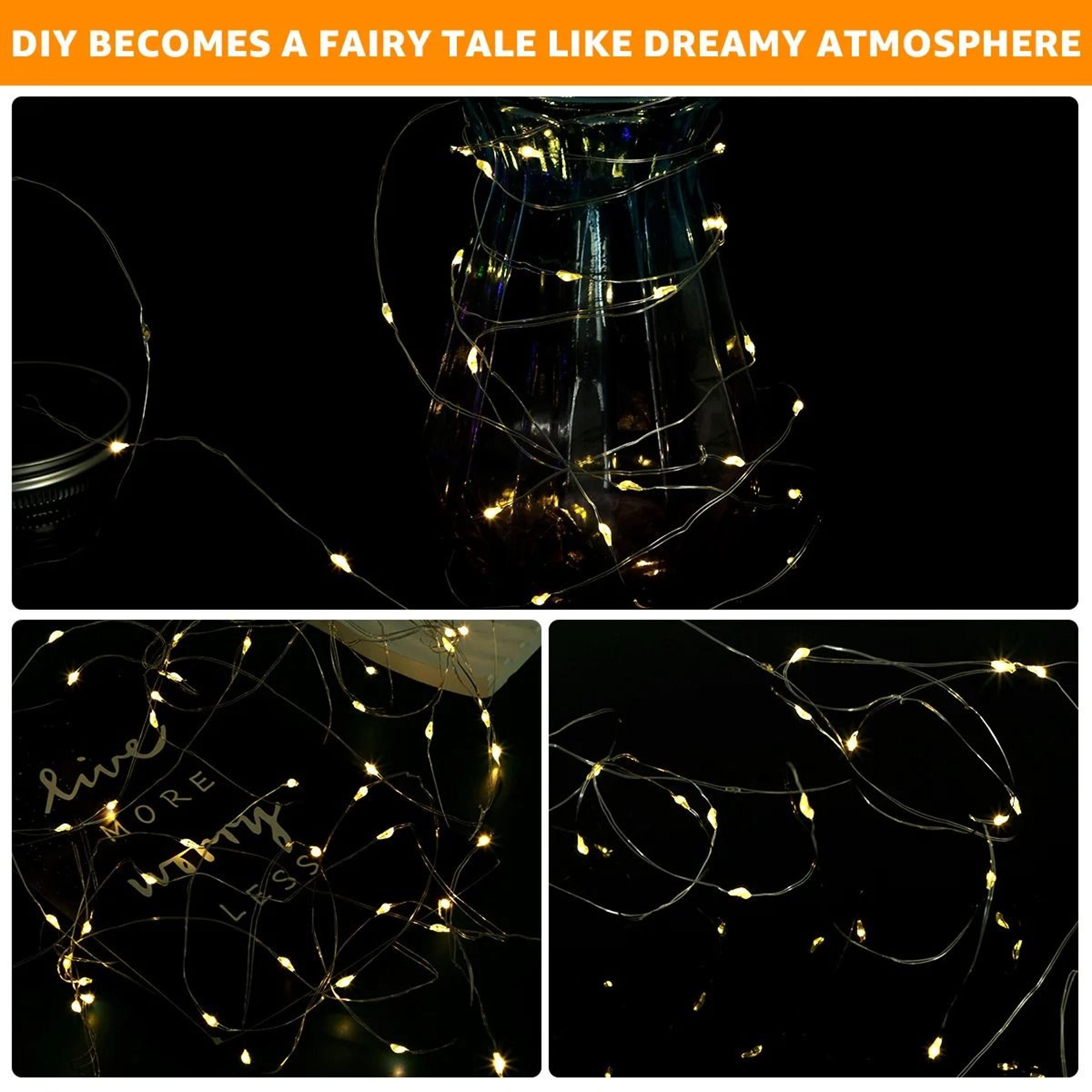 8 Pack Solar Mason Jar Replacement Top Lids 30 LED Waterproof Fairy Lights 5