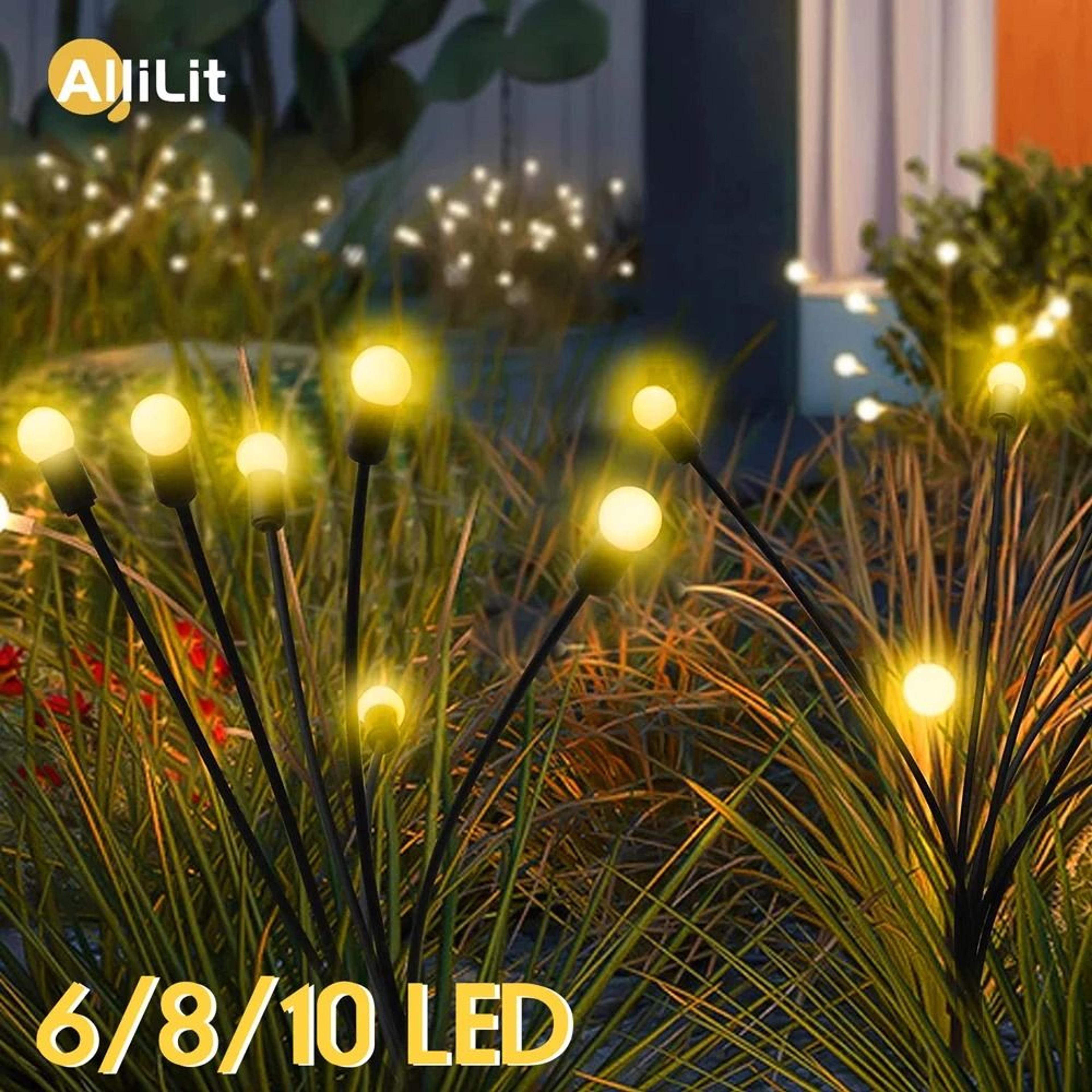 1-2 pack solar outdoor swaying firefly garden lights waterproof lawn landscape decor stakes