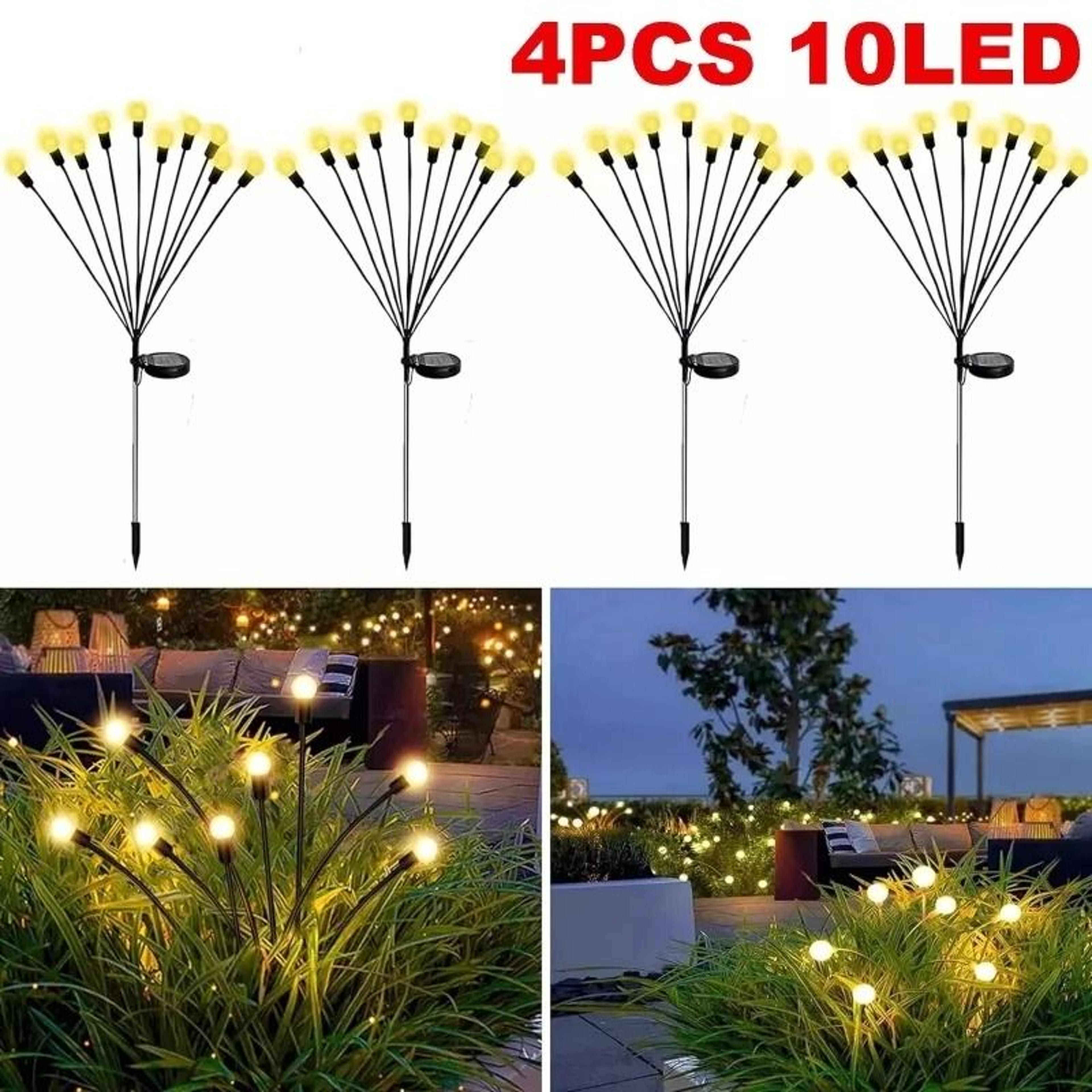 10 led solar firefly lights waterproof swaying outdoor landscape lawn patio decor