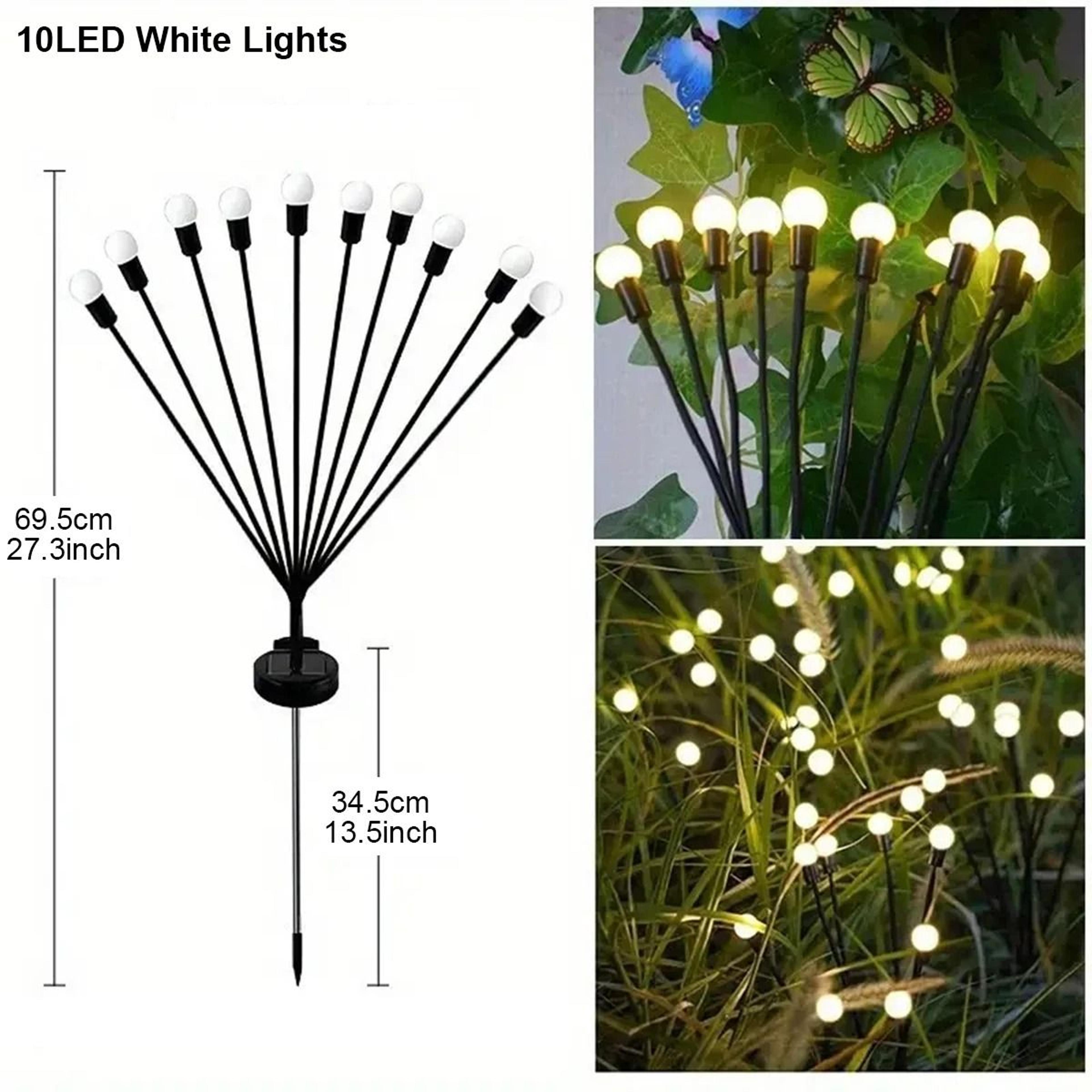 12 Pack Solar Firefly Lawn Lights 6810 LED Warm White  RGB Color Changing Garden Stakes 8