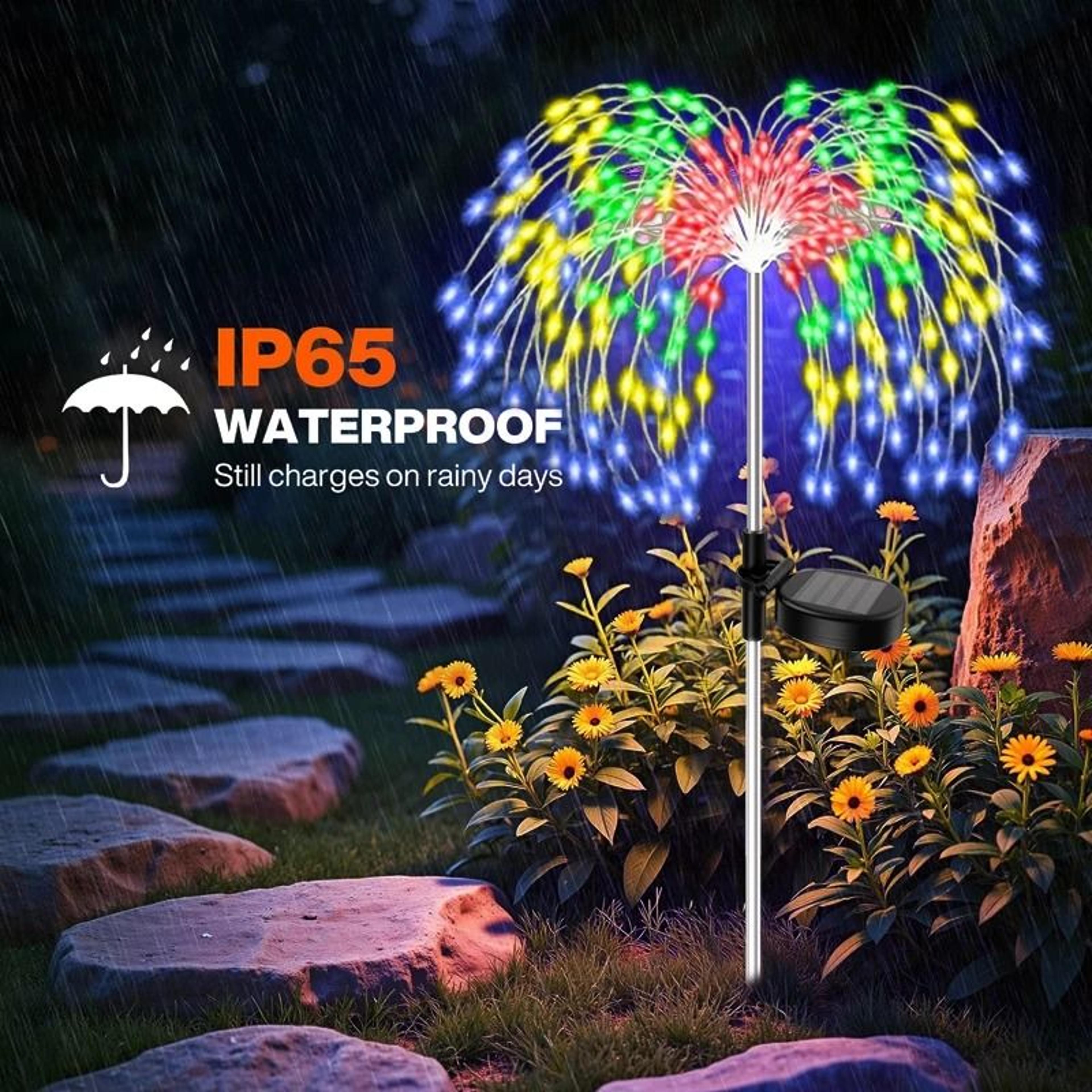 200 LED Solar Powered Pathway Lights Outdoor Firework Decor Street Lawn Stakes 2