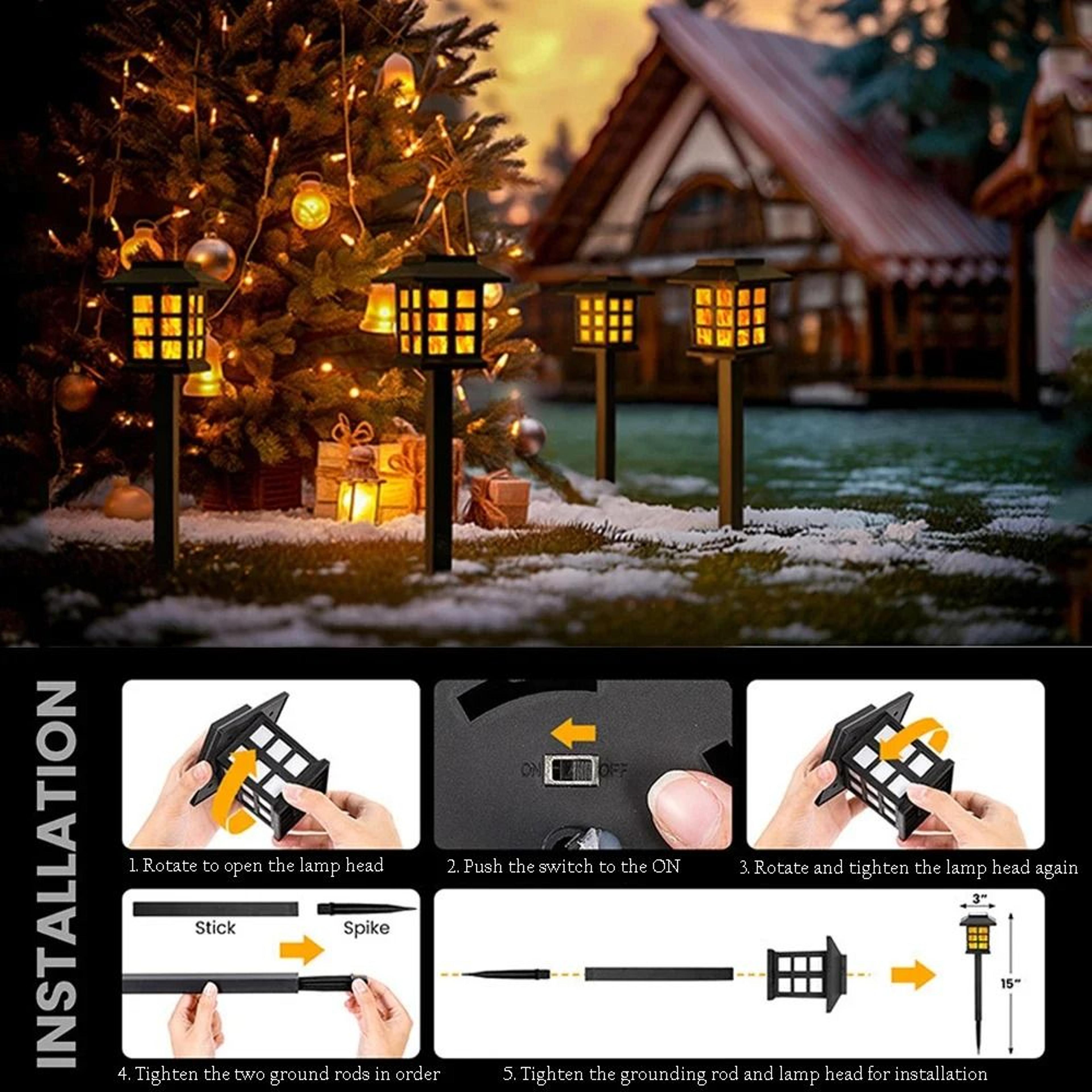 14 Pack 10 LED Solar Outdoor Flickering Flame Torch Lights Waterproof Garden Lawn Path Stakes 2