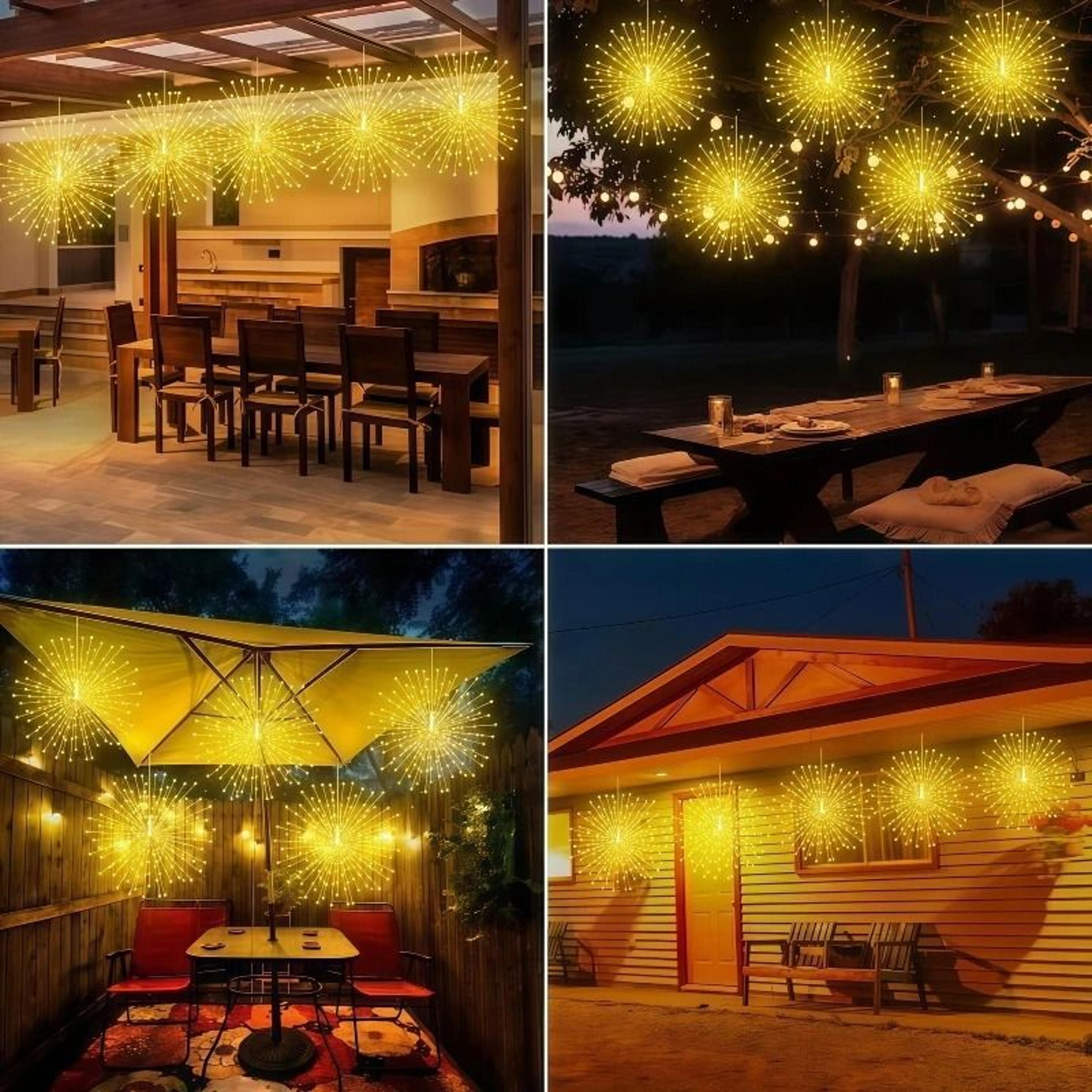 45 Pack Solar Outdoor Hanging Firework Eaves Lights Waterproof Starburst Garden Patio Decor 3
