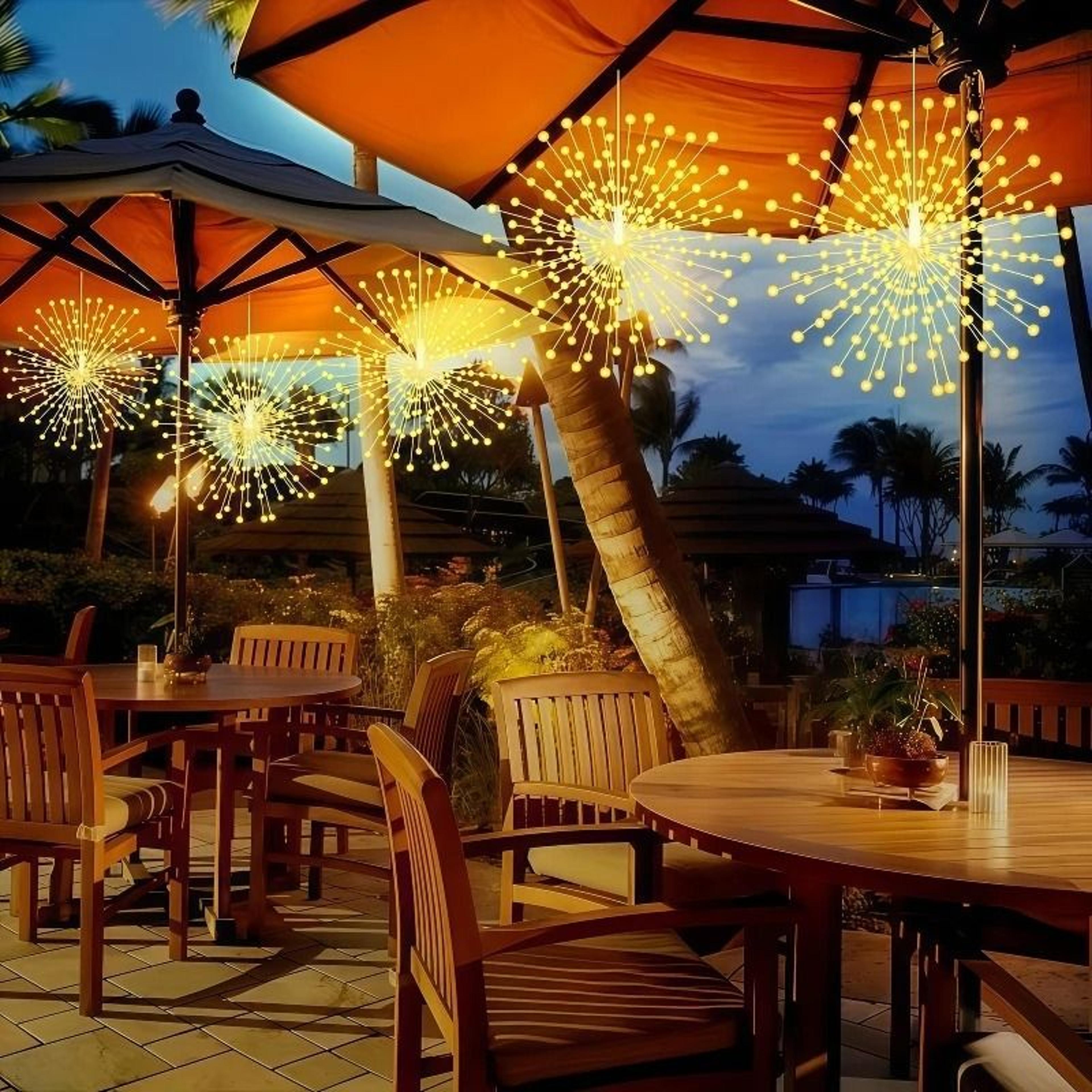 45 Pack Solar Outdoor Hanging Firework Eaves Lights Waterproof Starburst Garden Patio Decor 5