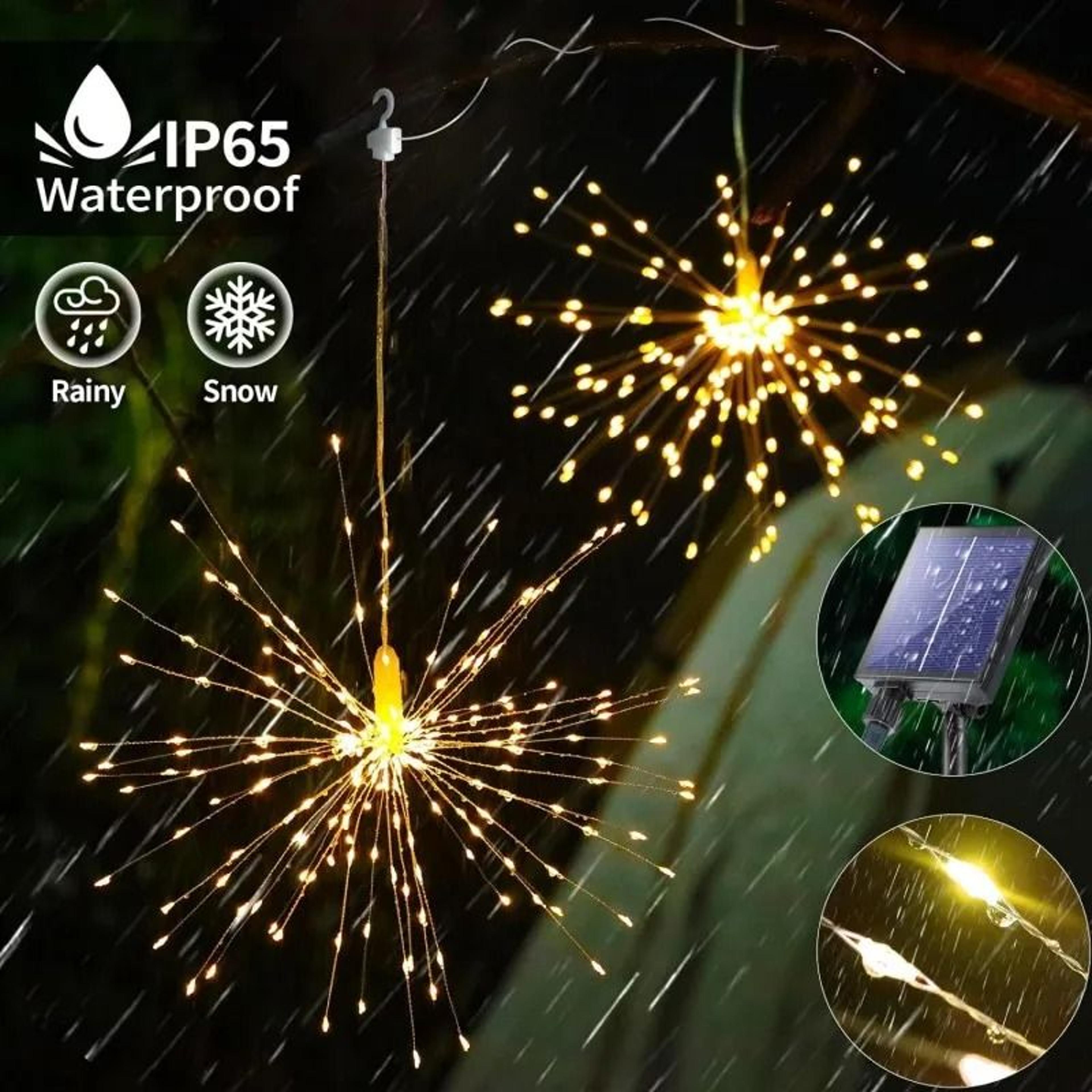 5in1 Solar Hanging Firework Light 450 LED 8 Modes Remote Control Outdoor Starburst Fairy Lamp 1