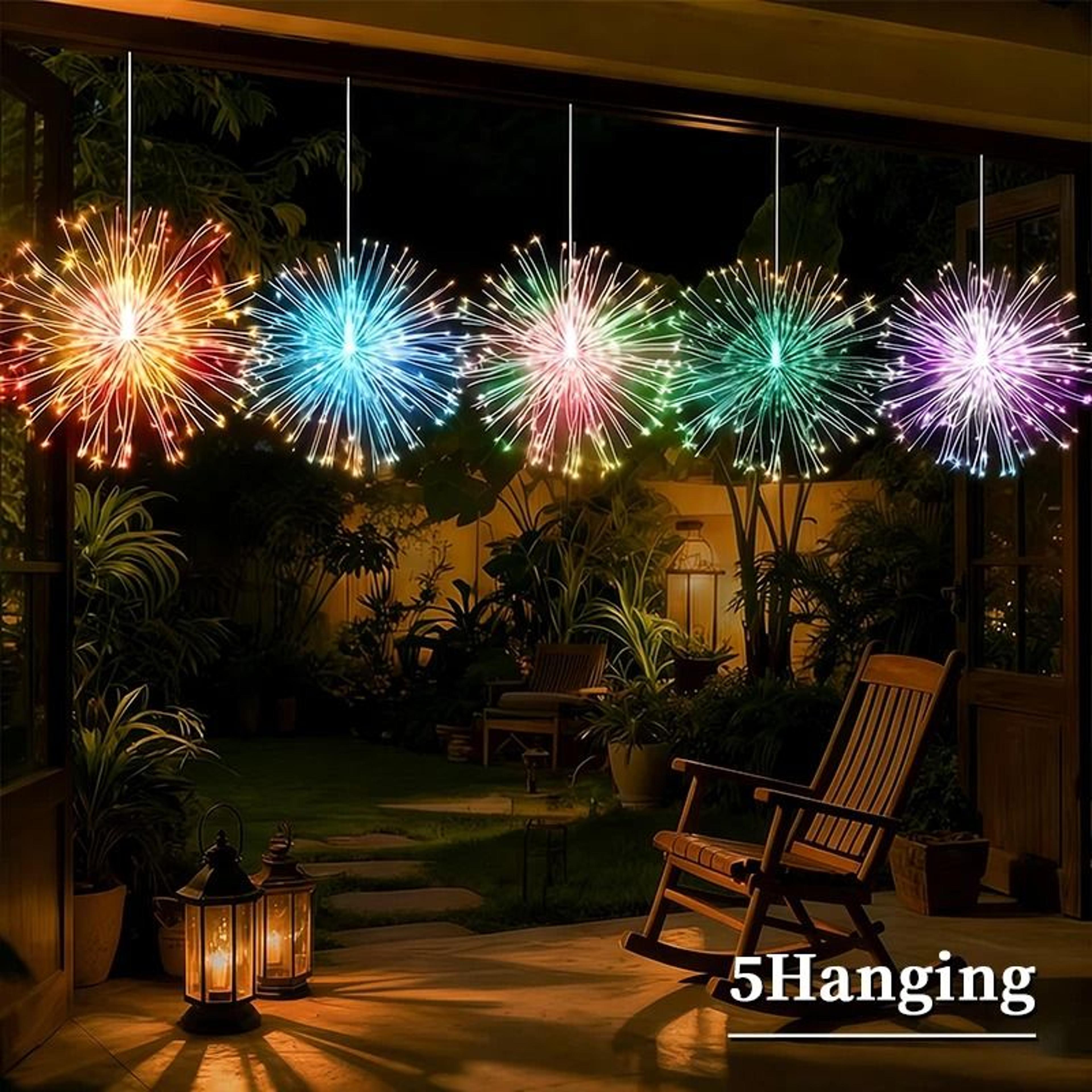 45 Pack Solar Outdoor Hanging Firework Lights 8 Modes LED Starburst Garden Landscape Decor 8