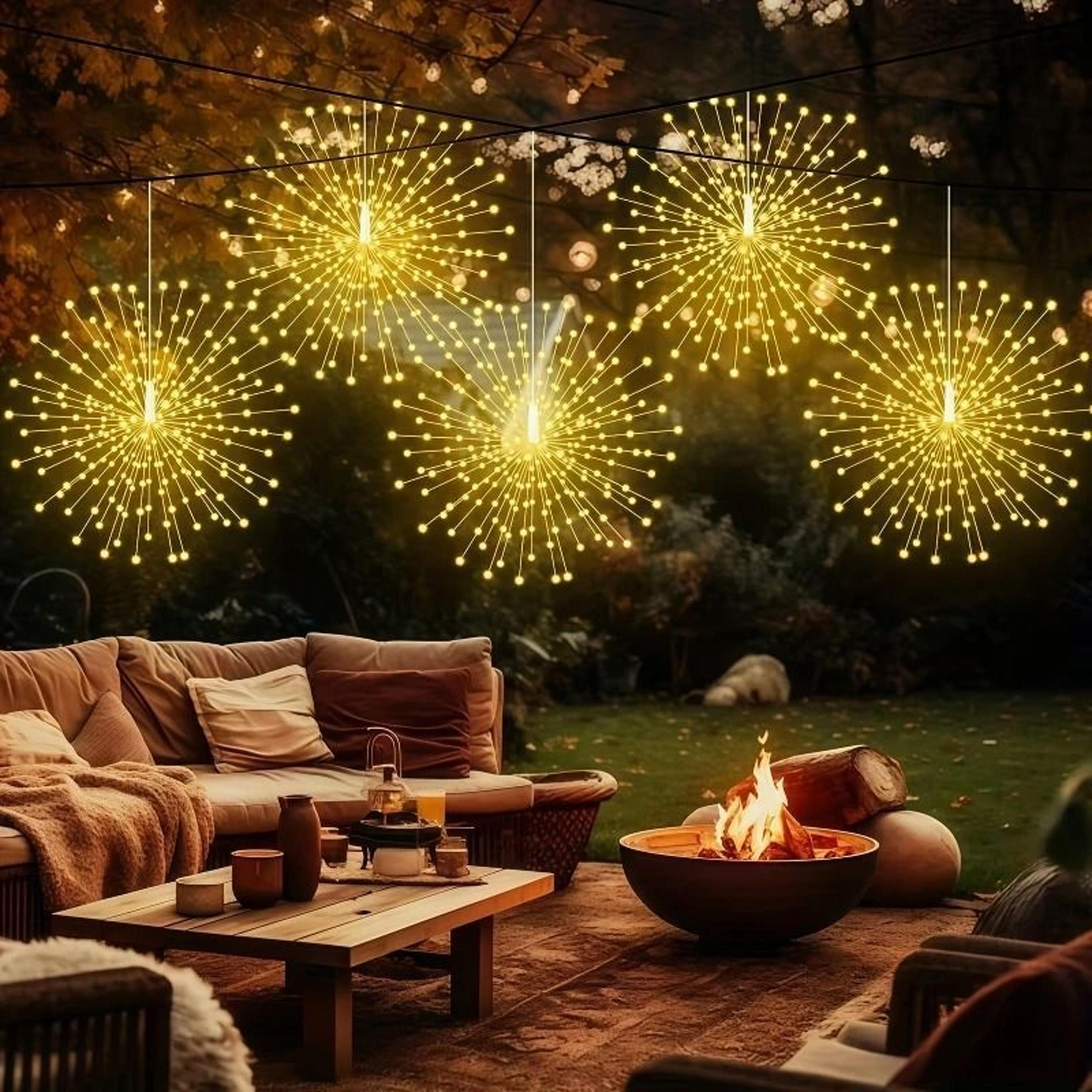 45 Pack Solar Outdoor Hanging Firework Lights 8 Modes LED Starburst Garden Landscape Decor 5