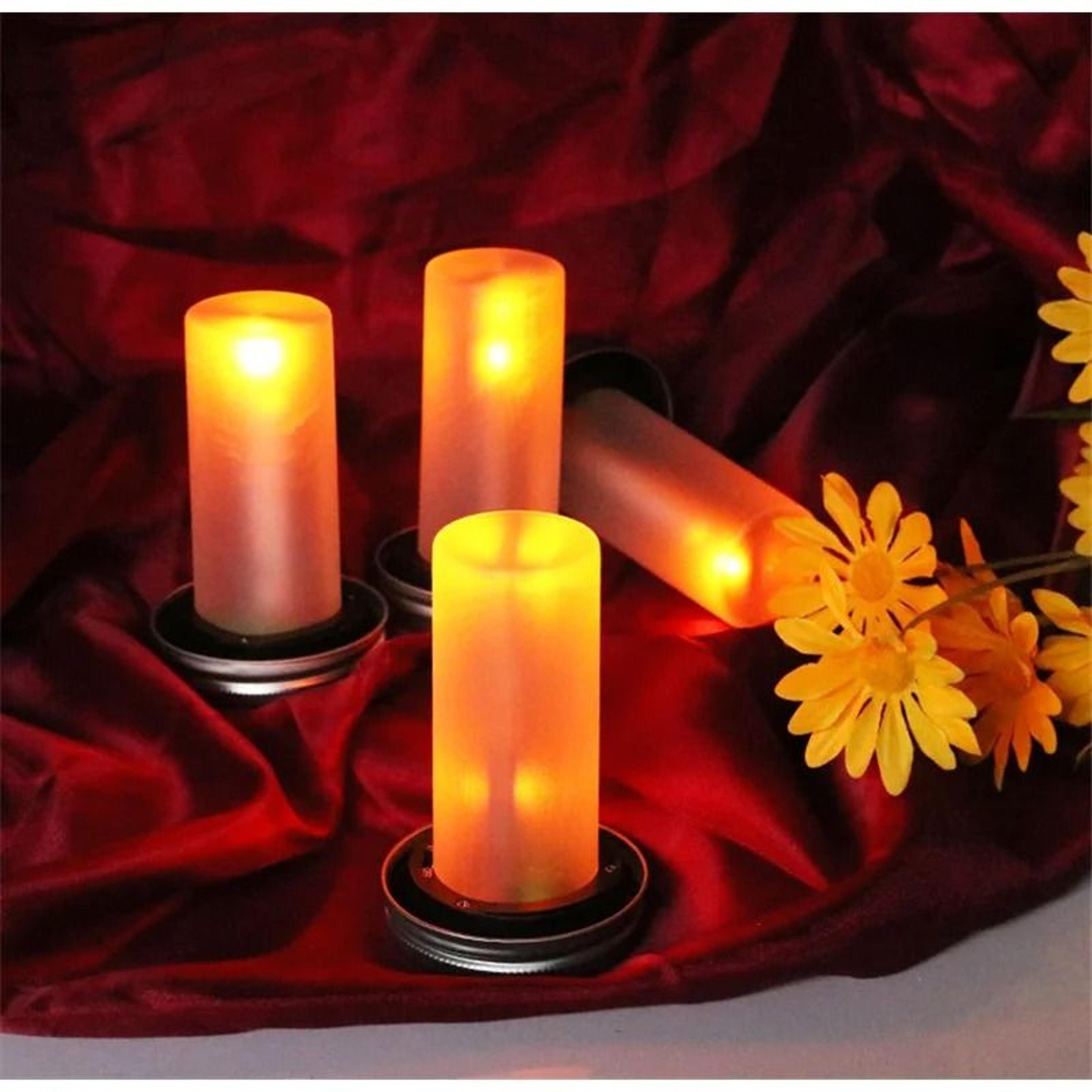 4 Pack Solar LED Mason Jar Torch Lights Flickering Flame Candle Hanging Lanterns 1