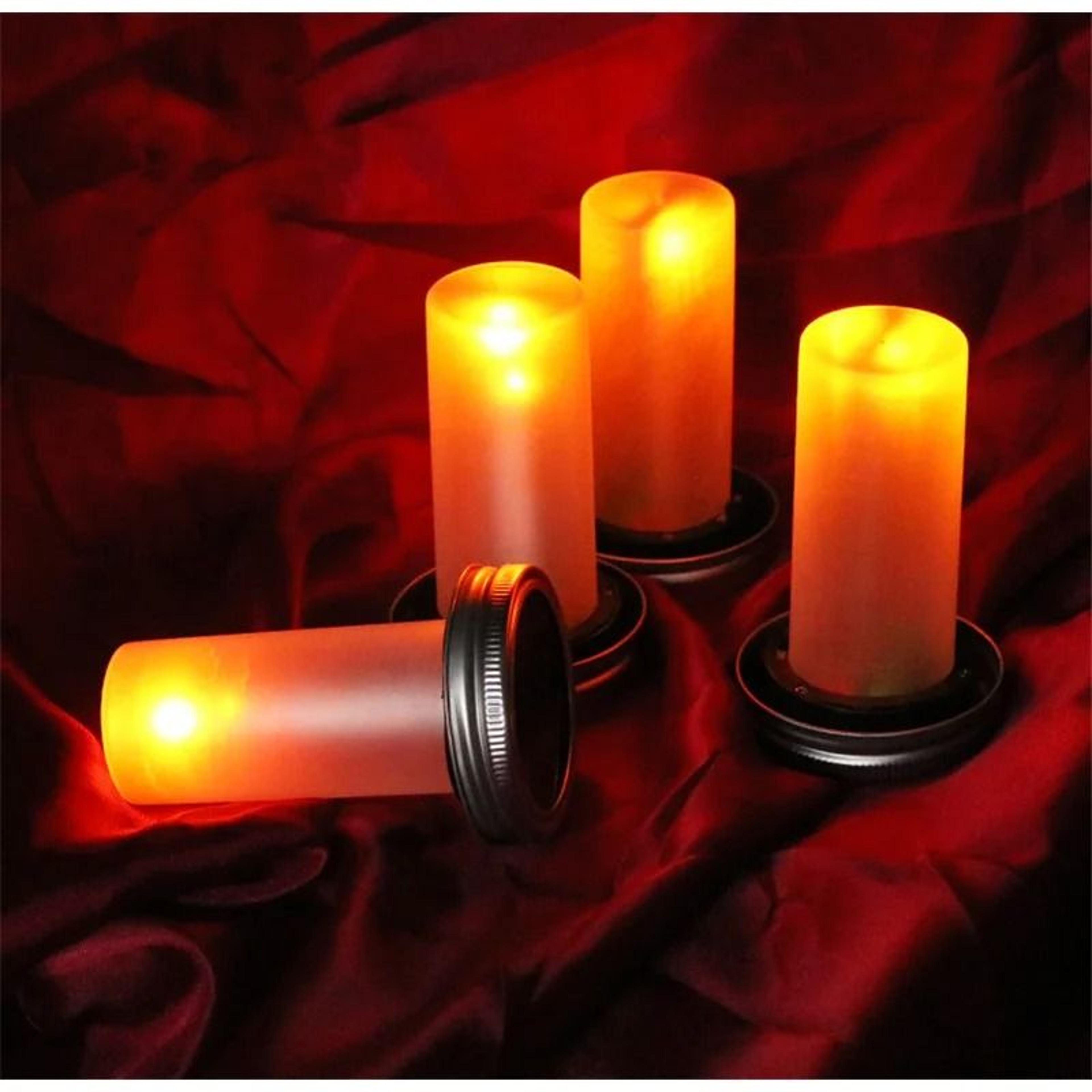 4 Pack Solar LED Mason Jar Torch Lights Flickering Flame Candle Hanging Lanterns 0