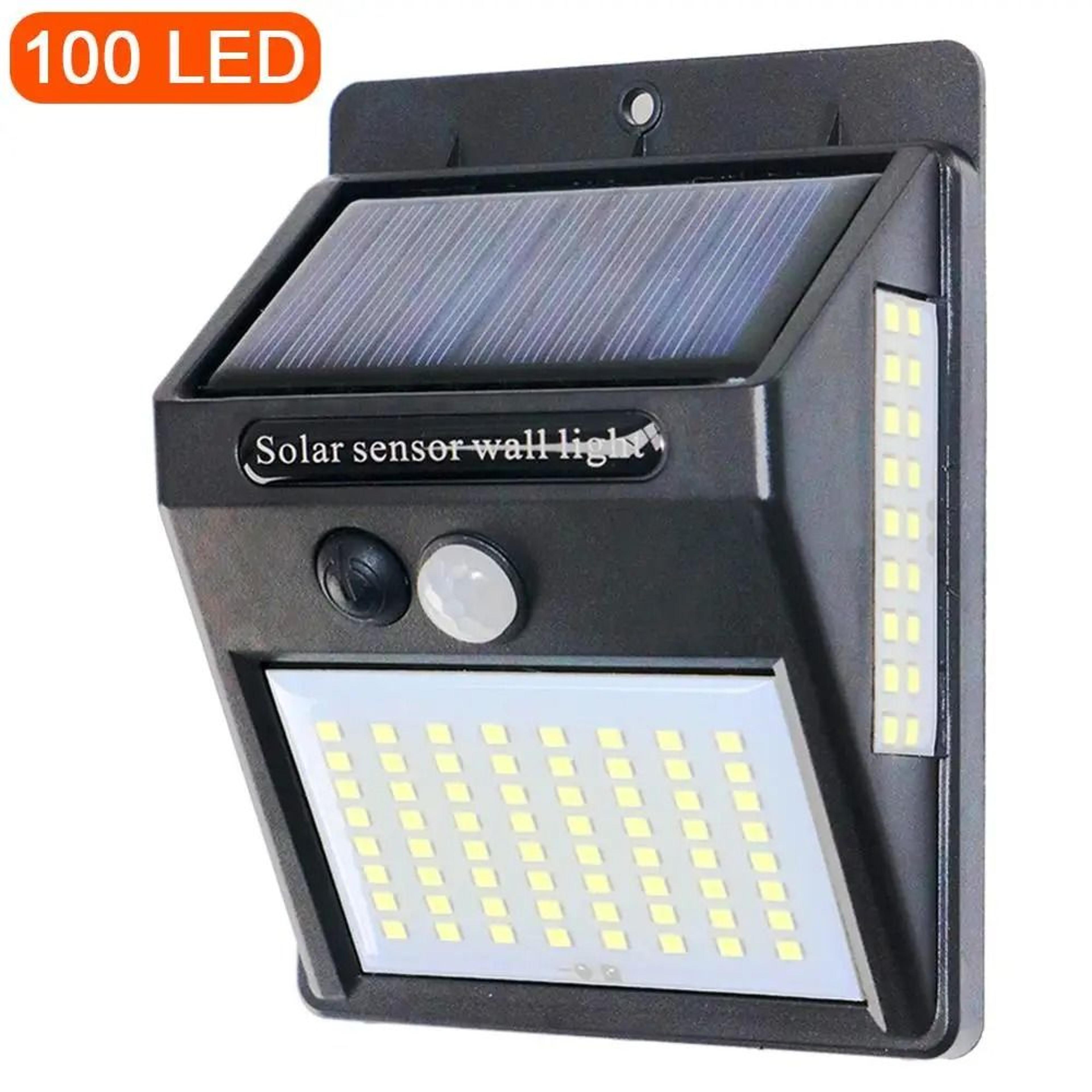 3-sided 100 led solar outdoor wall light pir motion sensor waterproof street & yard safety lamp