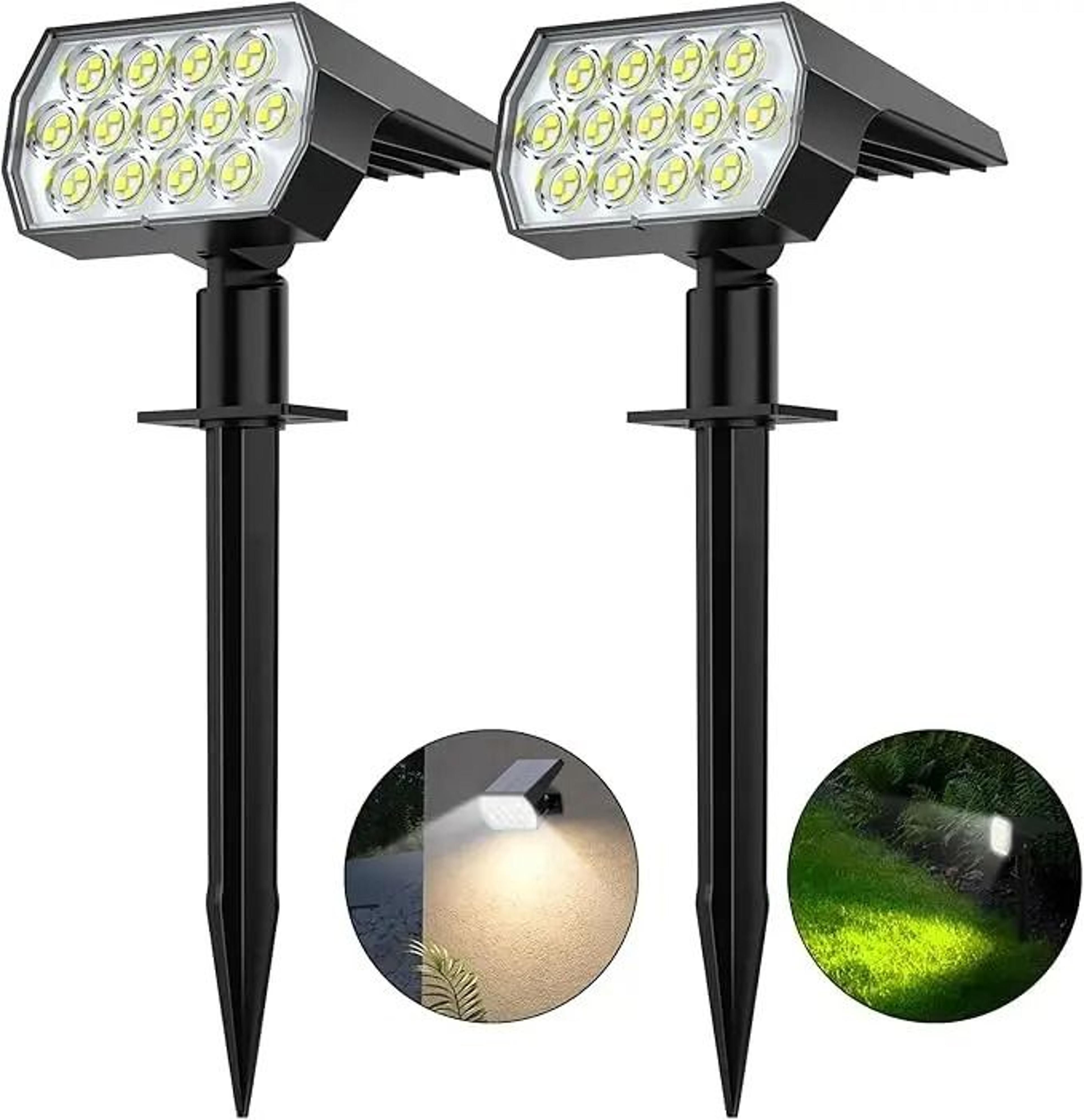 Outdoor Solar Landscape Spotlights 52 LED 3 Modes IP65 Waterproof Wall  Pathway Ground Lights 8