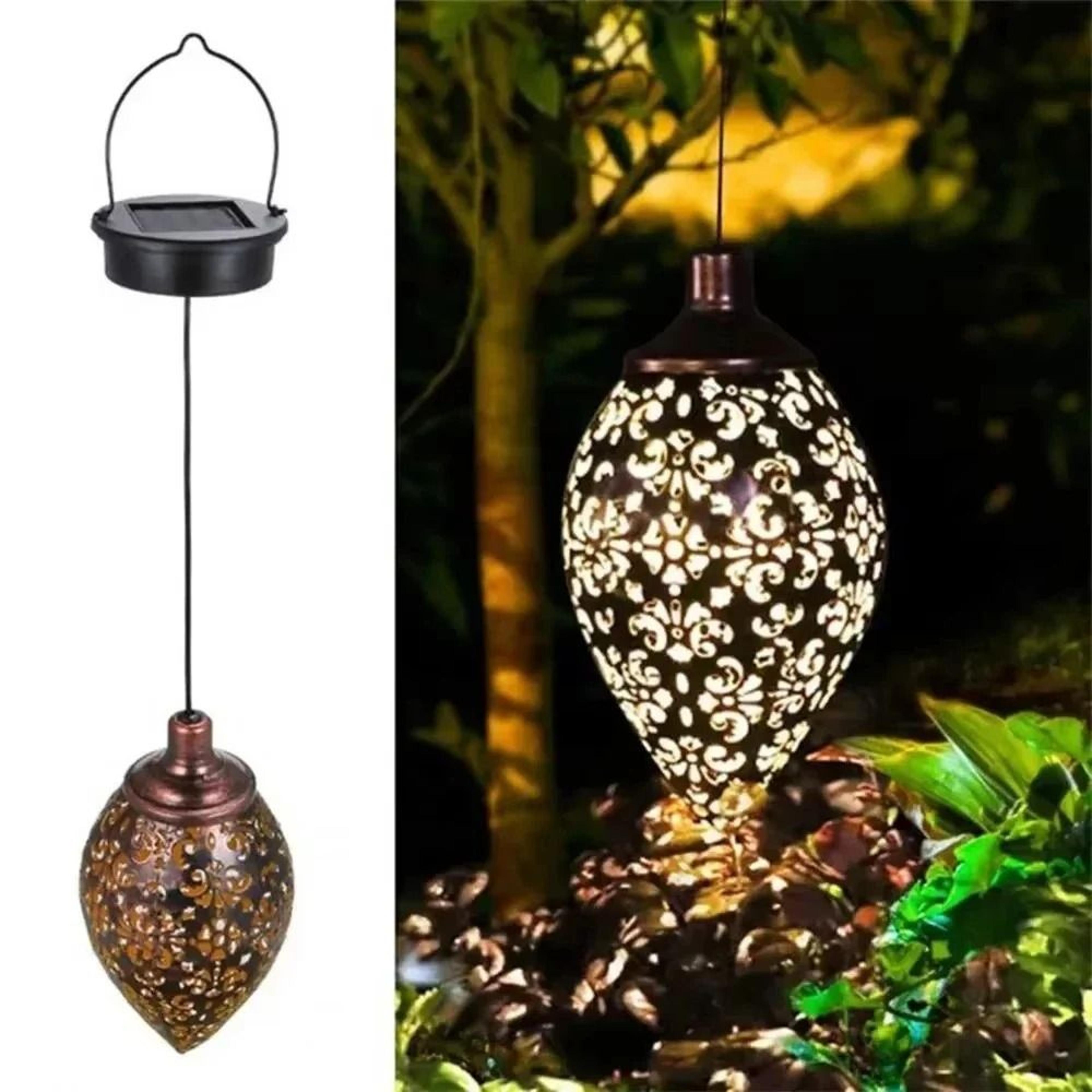 outdoor water drop solar projection light waterproof hollowed-out metal sconce for garden patio stair fence
