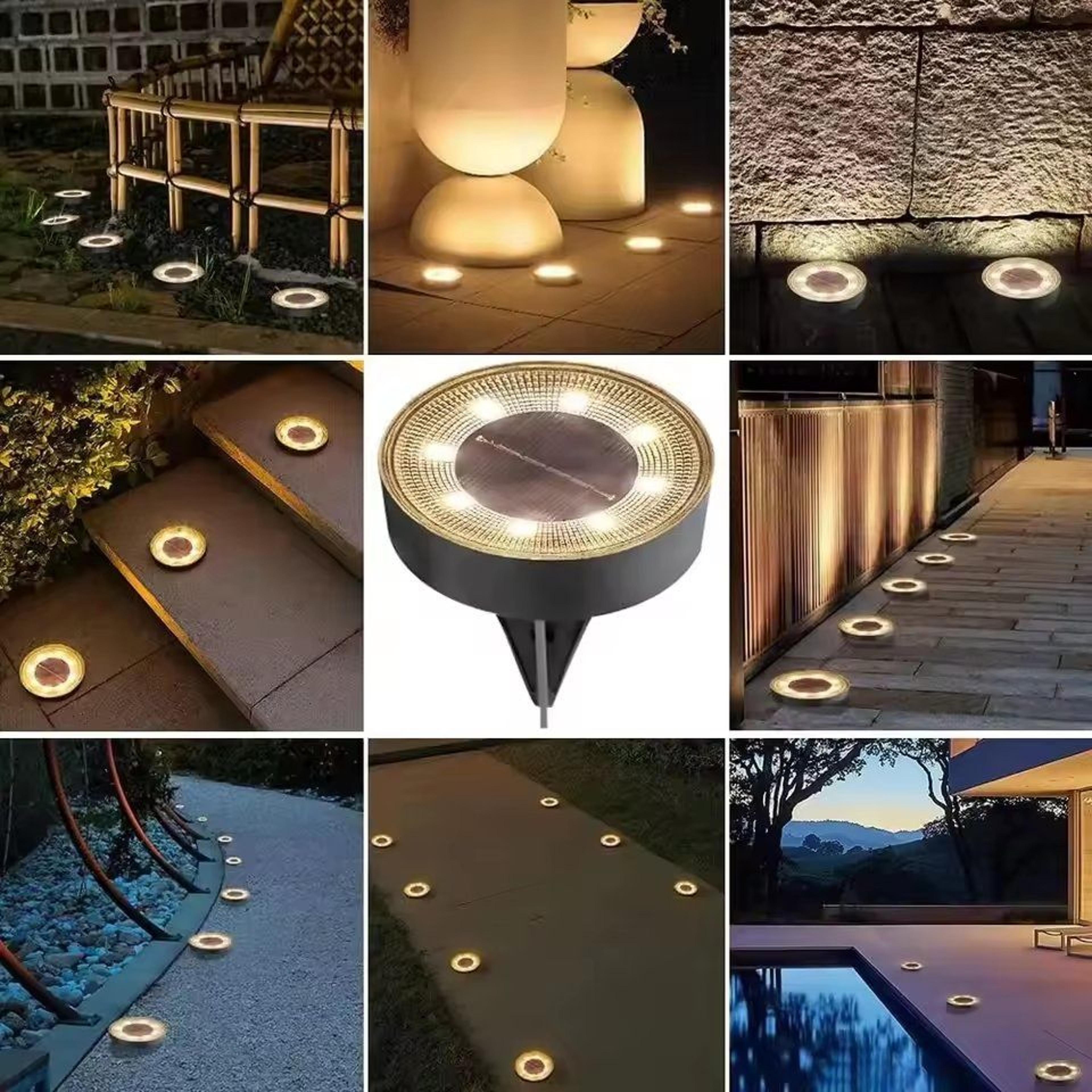 IP68 Waterproof Outdoor Solar Power LED Ground Path Deck Lights Driveway Lawn Garden Stake Lamp 5